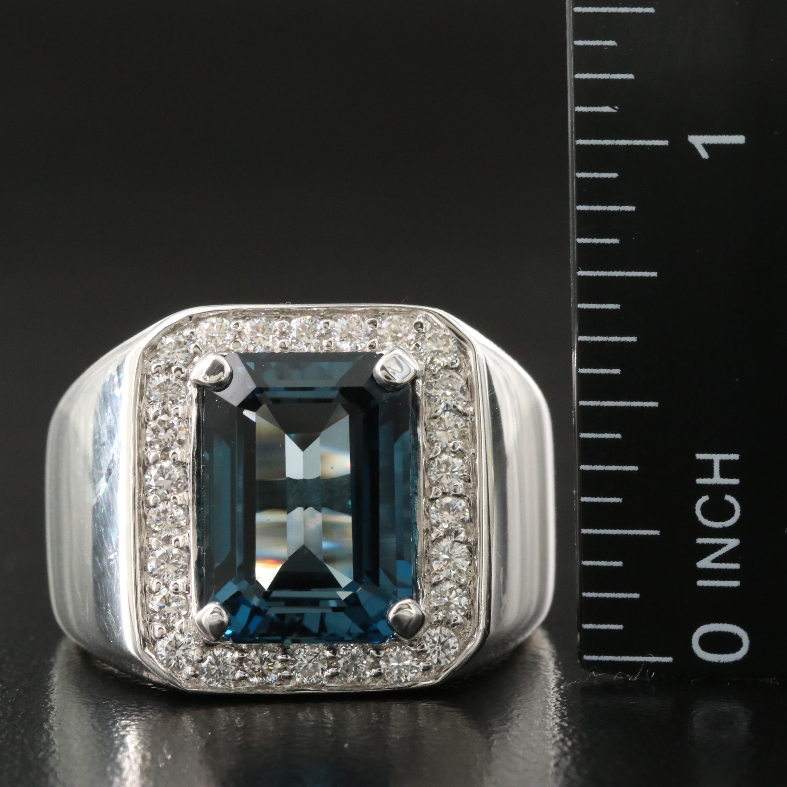 18K London Blue Topaz and Diamond Ring