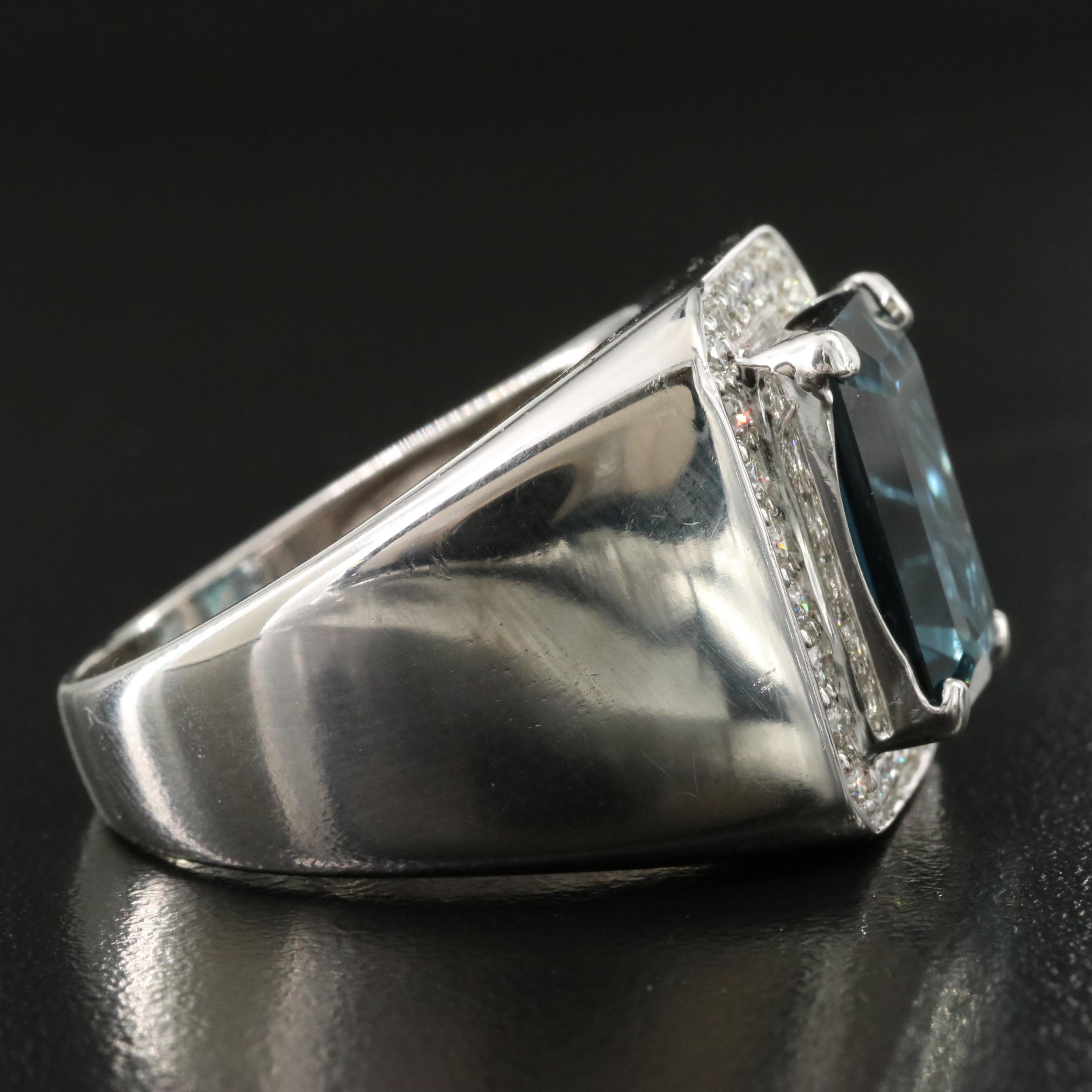 18K London Blue Topaz and Diamond Ring