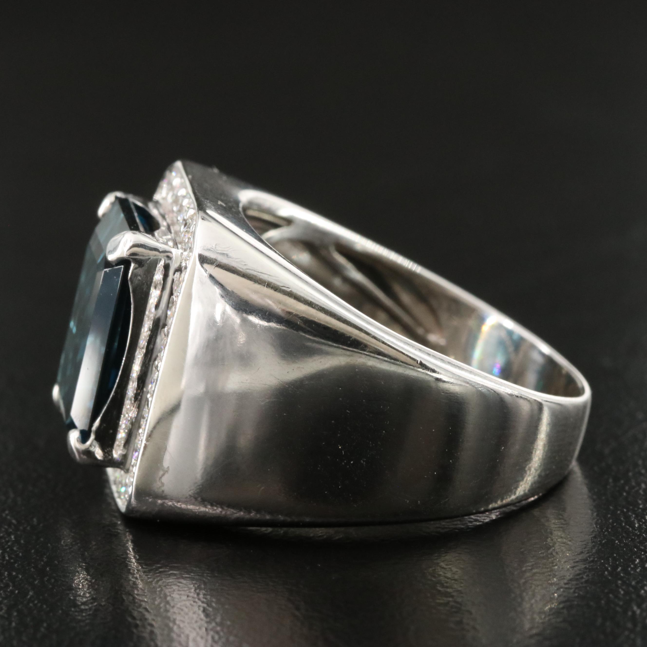 18K London Blue Topaz and Diamond Ring