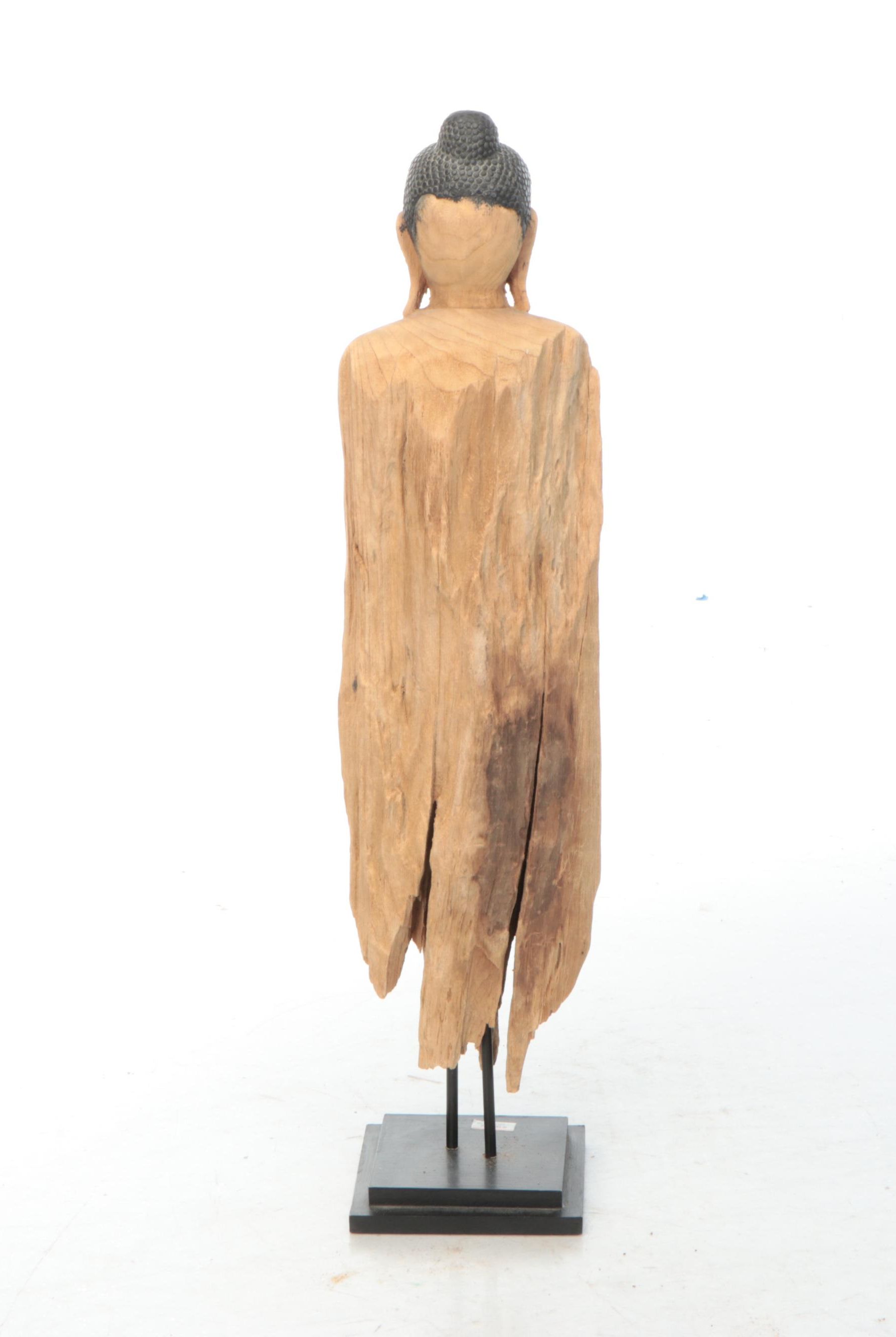 43" Carved Reclaimed Wood Bodhisattva Sculptural Figure