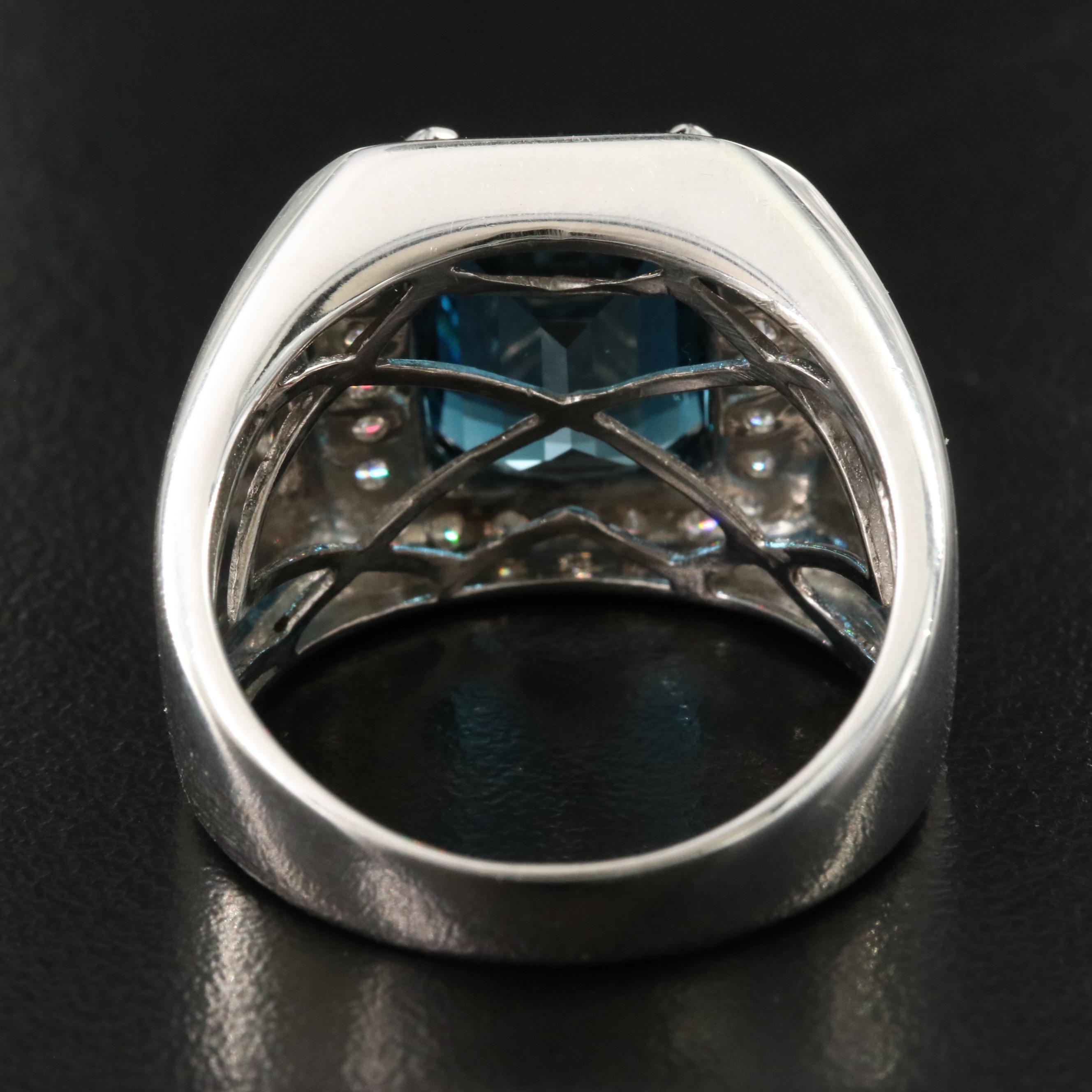 18K London Blue Topaz and Diamond Ring