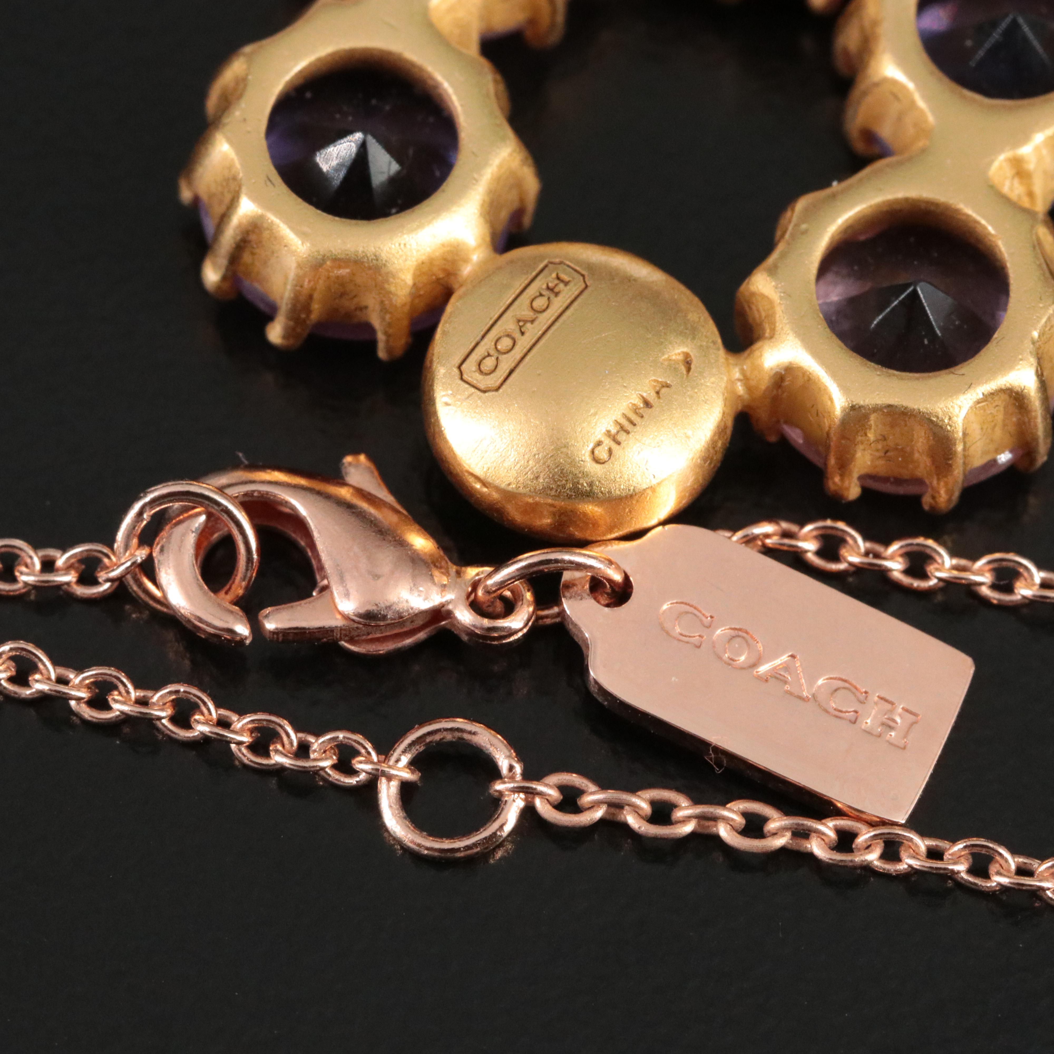 Coach Cubic Zirconia Pendant Necklace and Wreath Drop Earrings