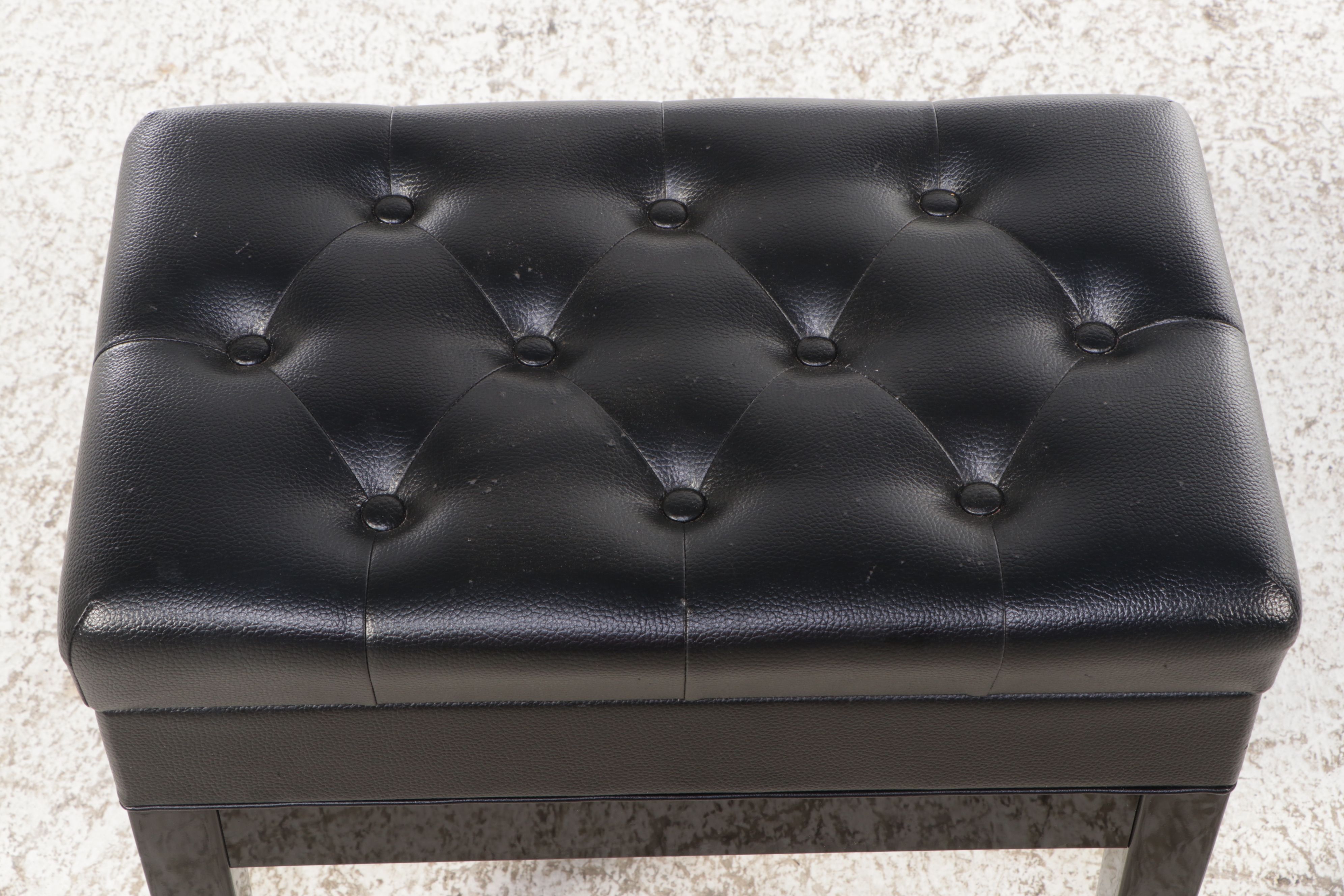 CPS Padded Lacquered Wood and Tufted Piano Bench with Storage