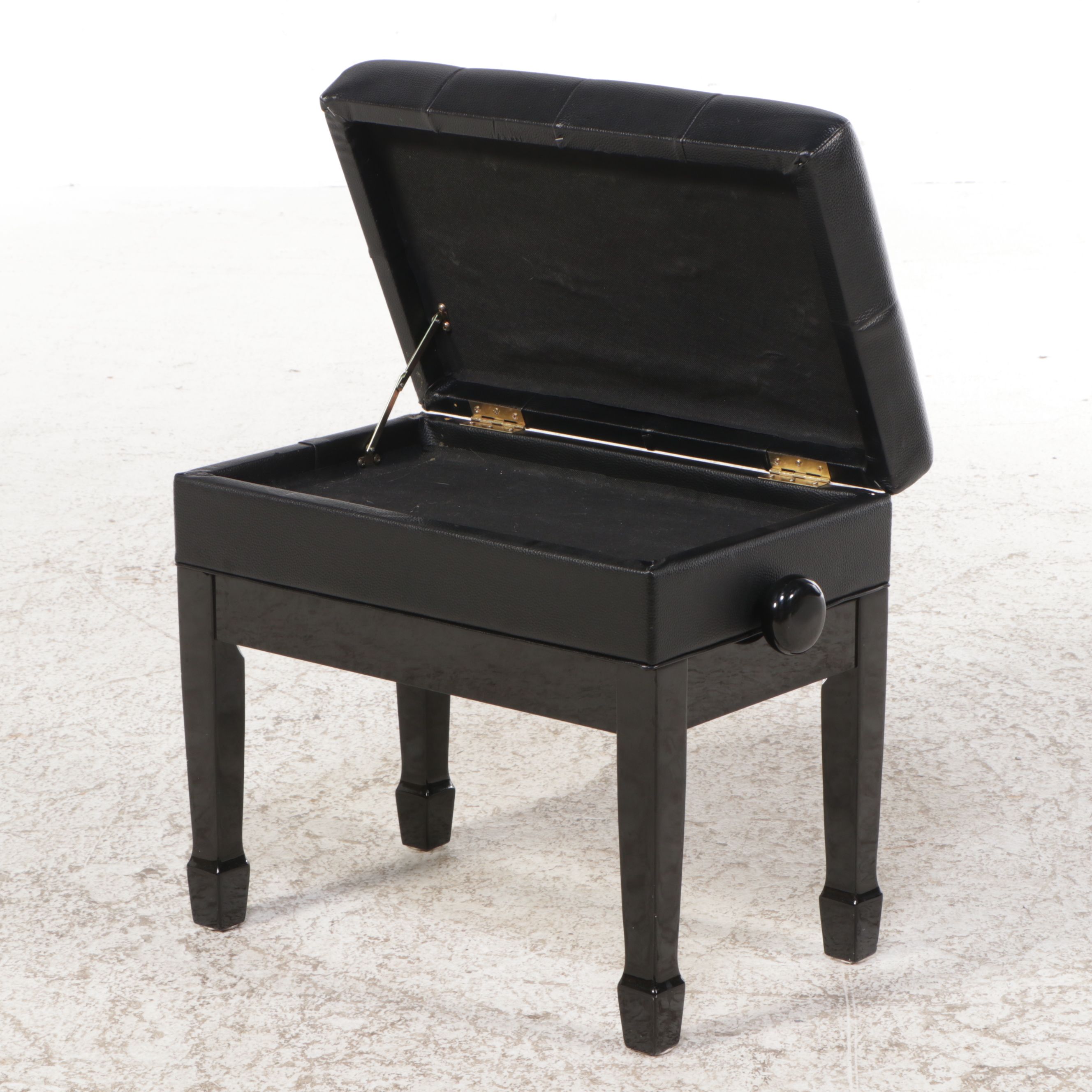 CPS Padded Lacquered Wood and Tufted Piano Bench with Storage