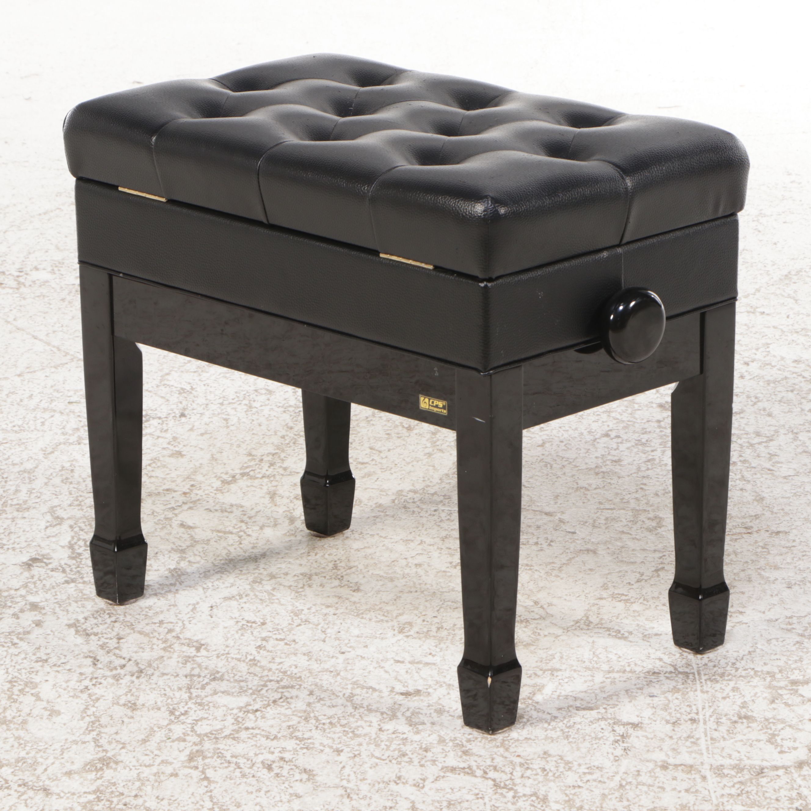 CPS Padded Lacquered Wood and Tufted Piano Bench with Storage