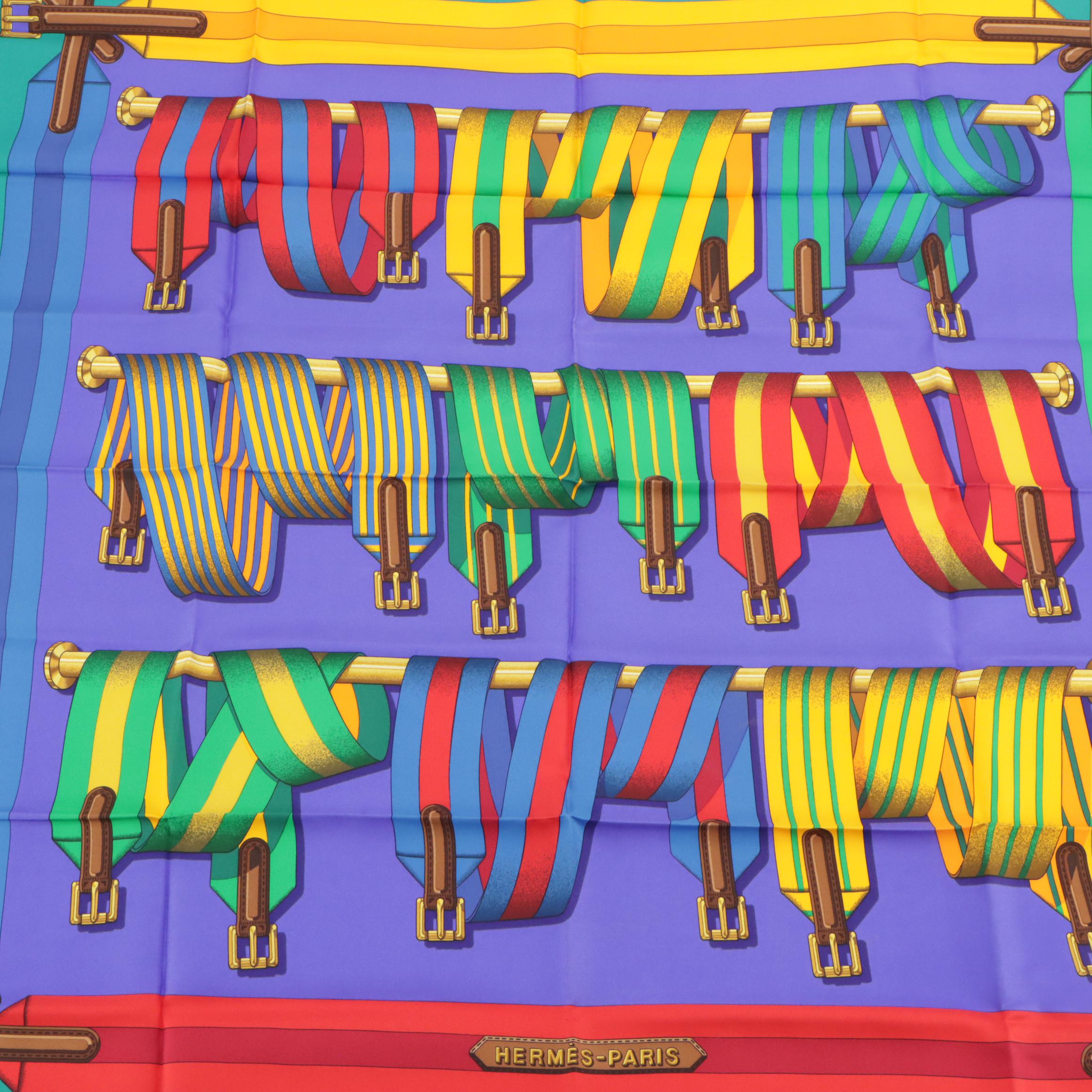 Hermès "Sangles" Scarf 90 in Silk Twill