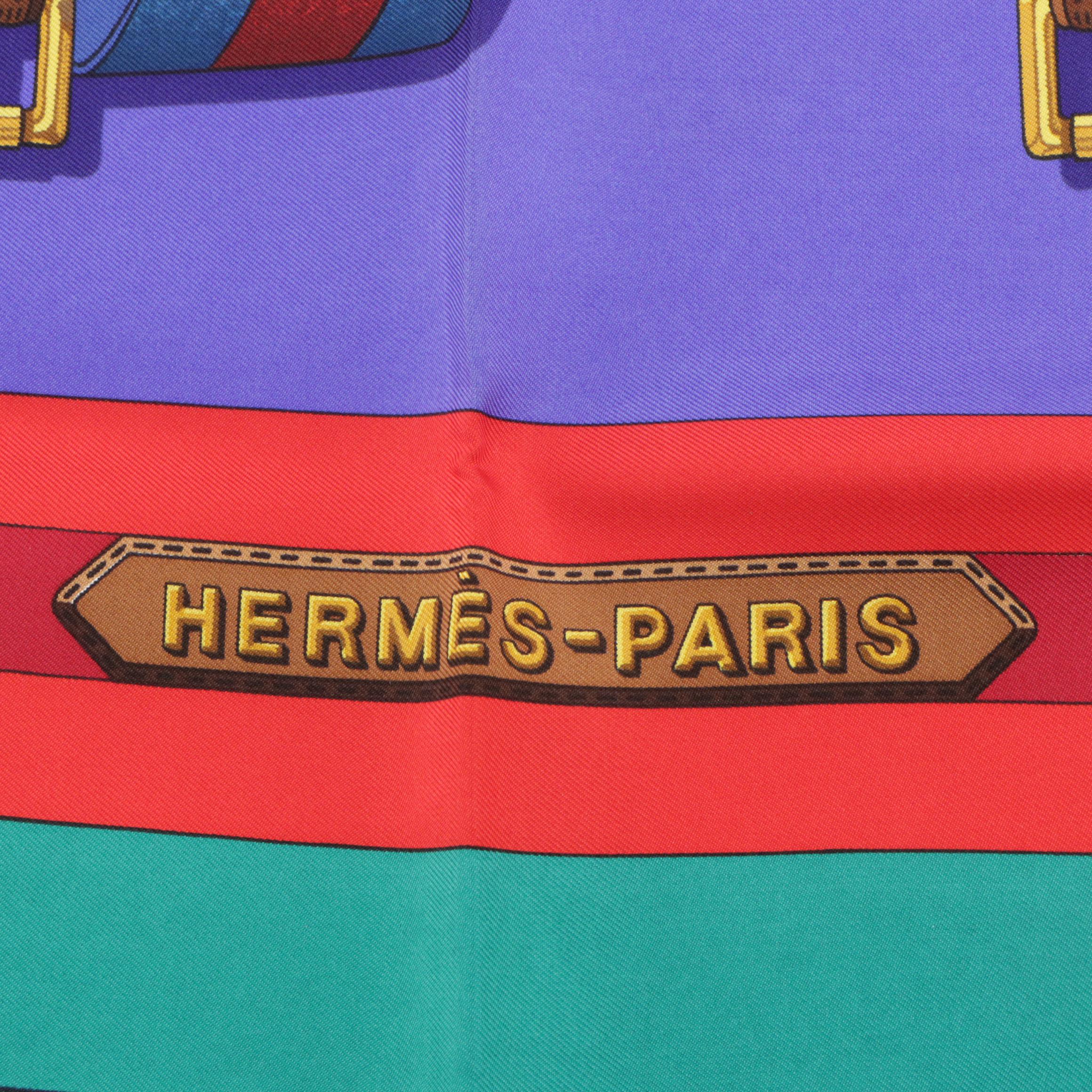 Hermès "Sangles" Scarf 90 in Silk Twill