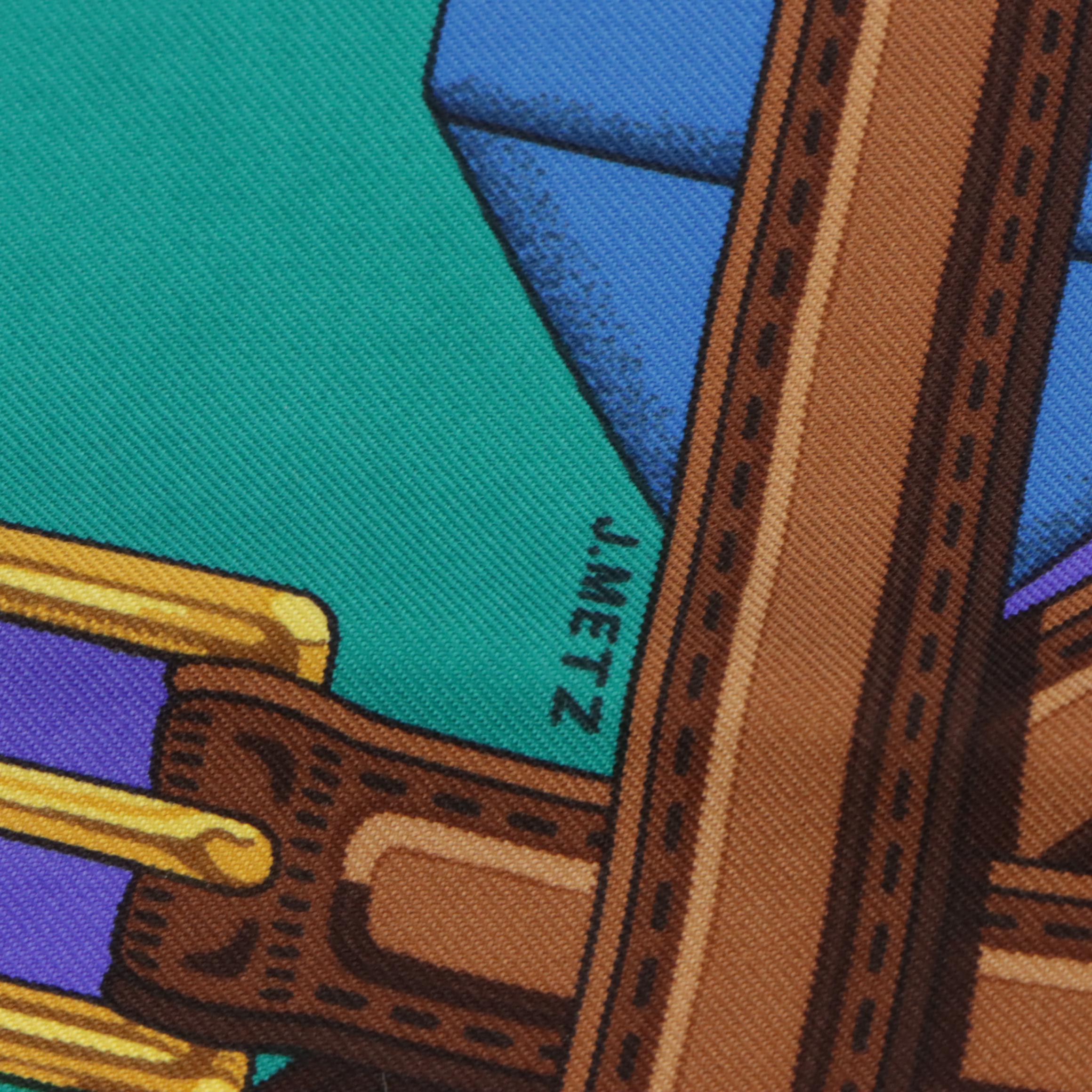 Hermès "Sangles" Scarf 90 in Silk Twill