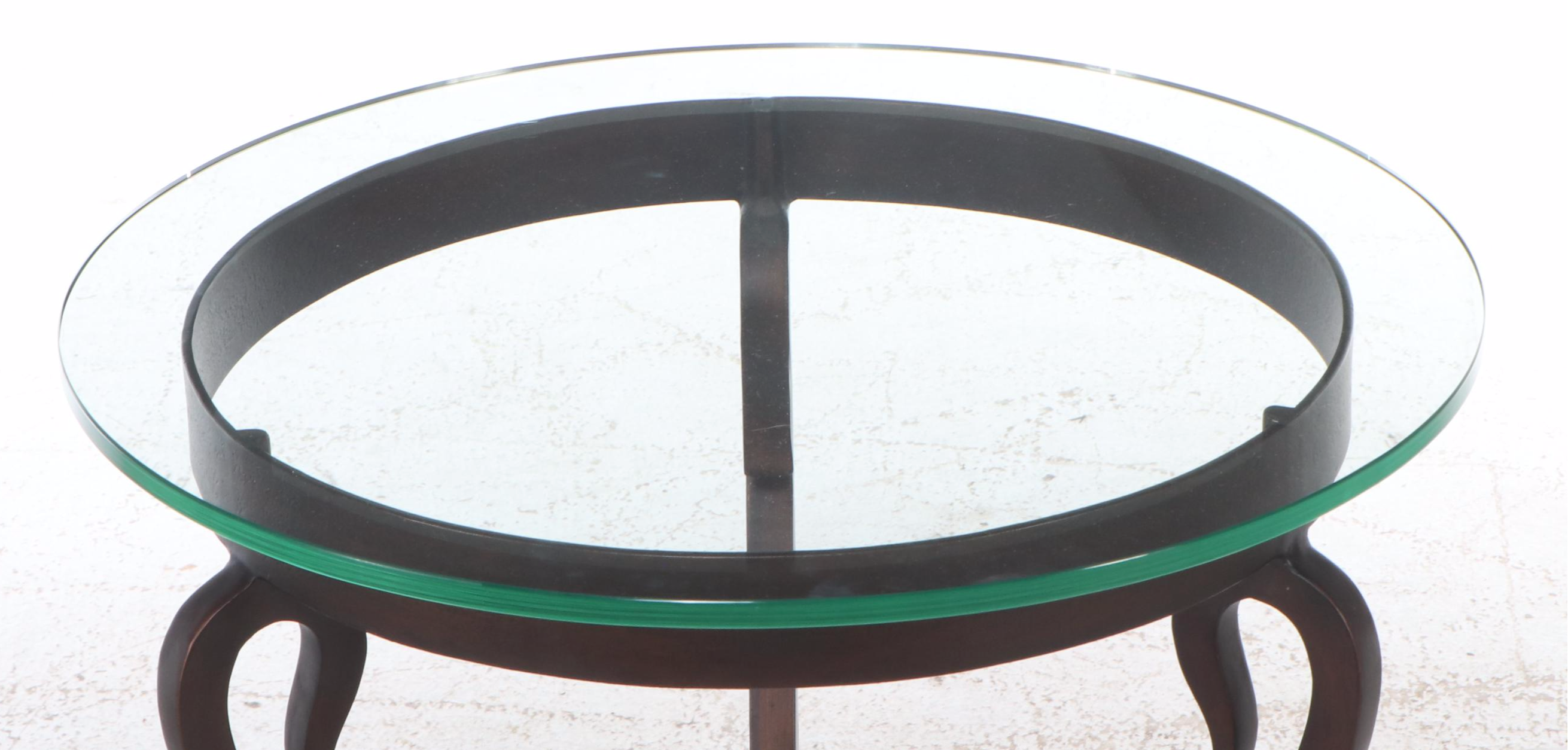 Hollywood Regency Style Wooden Swan Neck Glass Top Table, Mid to Late 20th C.