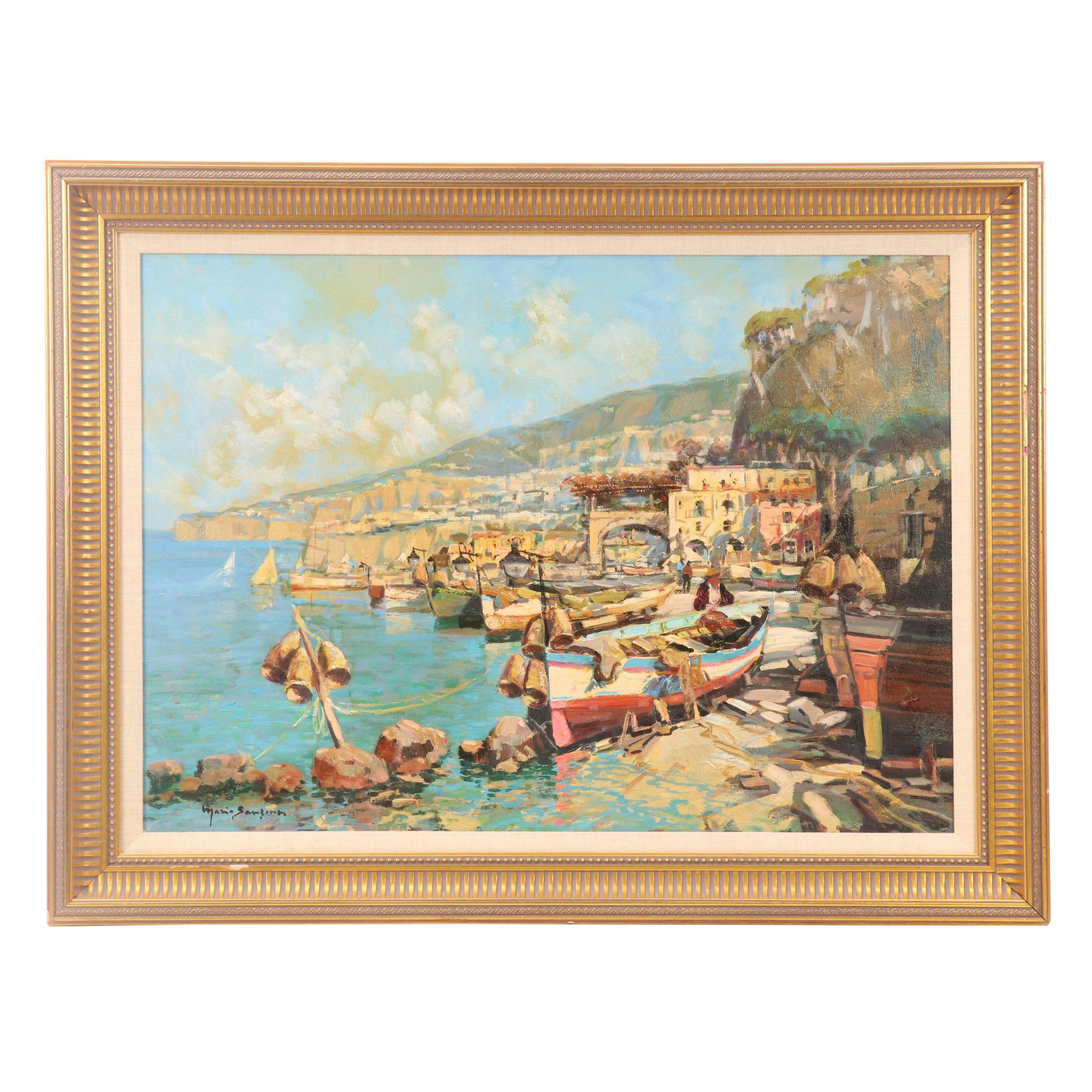 Mario Sanzone Oil Painting of Amalfi Coast