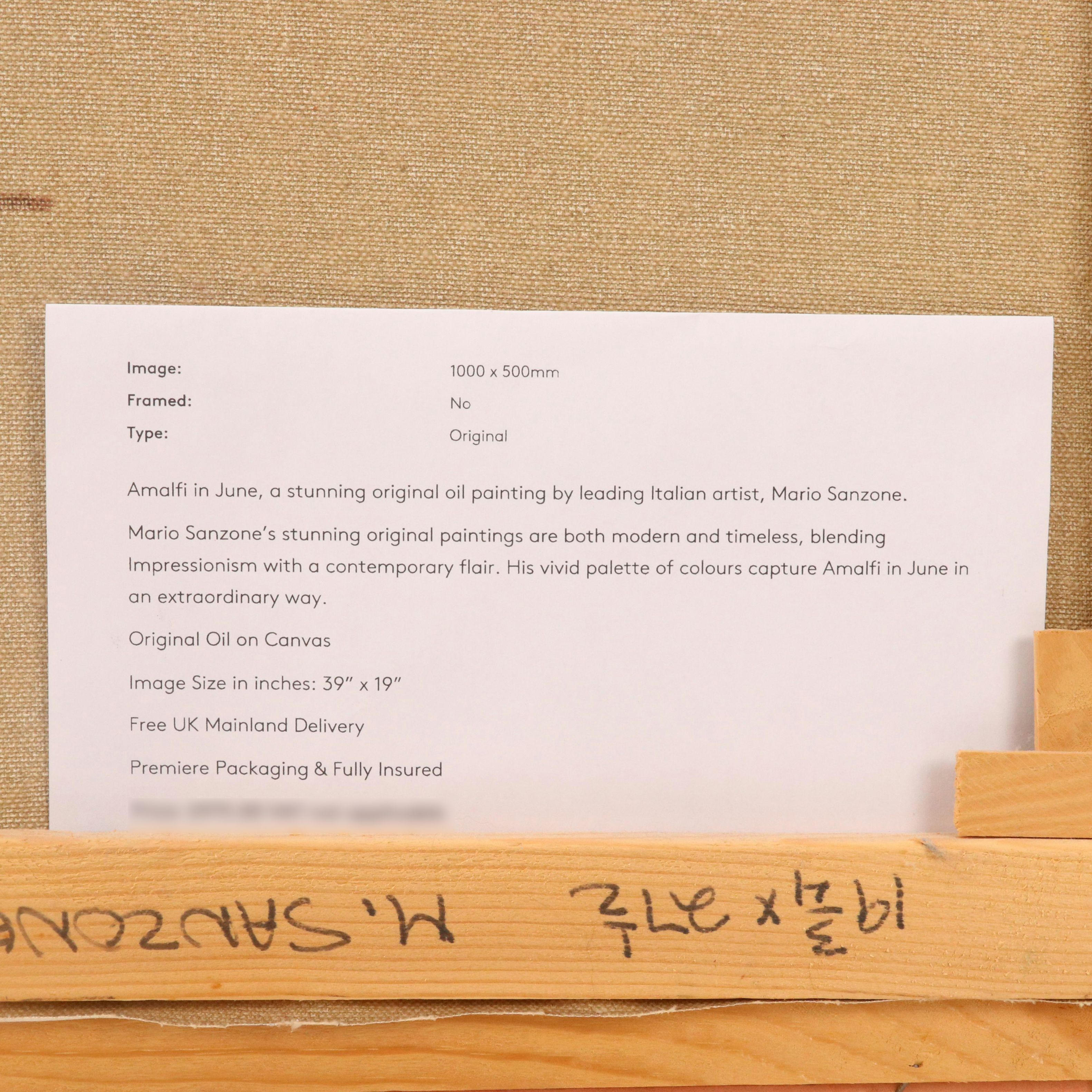 Mario Sanzone Oil Painting of Amalfi Coast