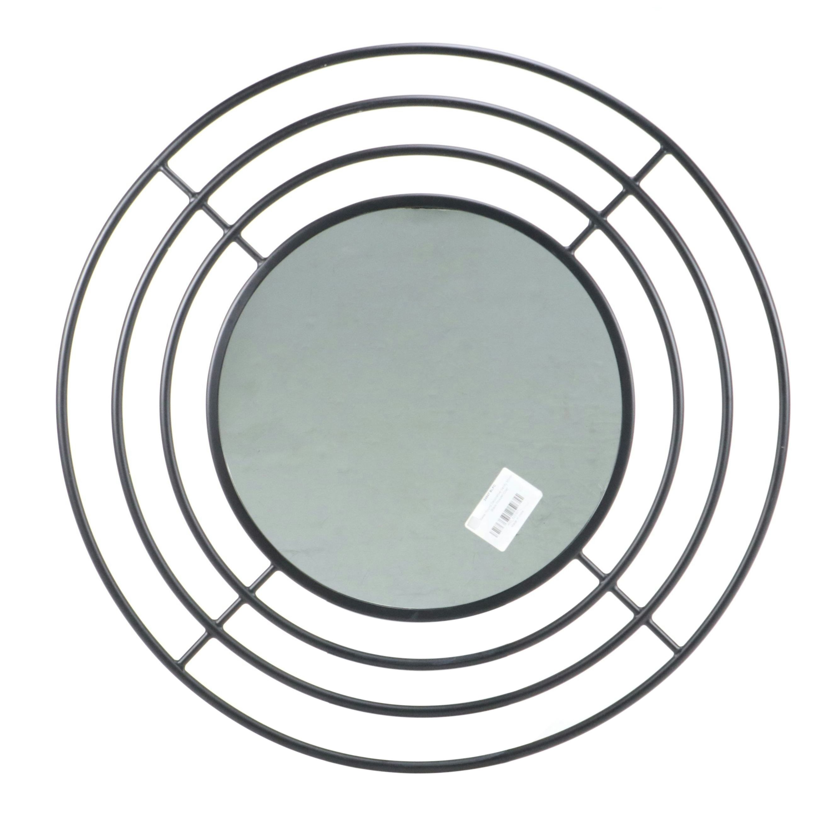 Modernist Style Matte Black Metal Framed Round Vanity Mirror