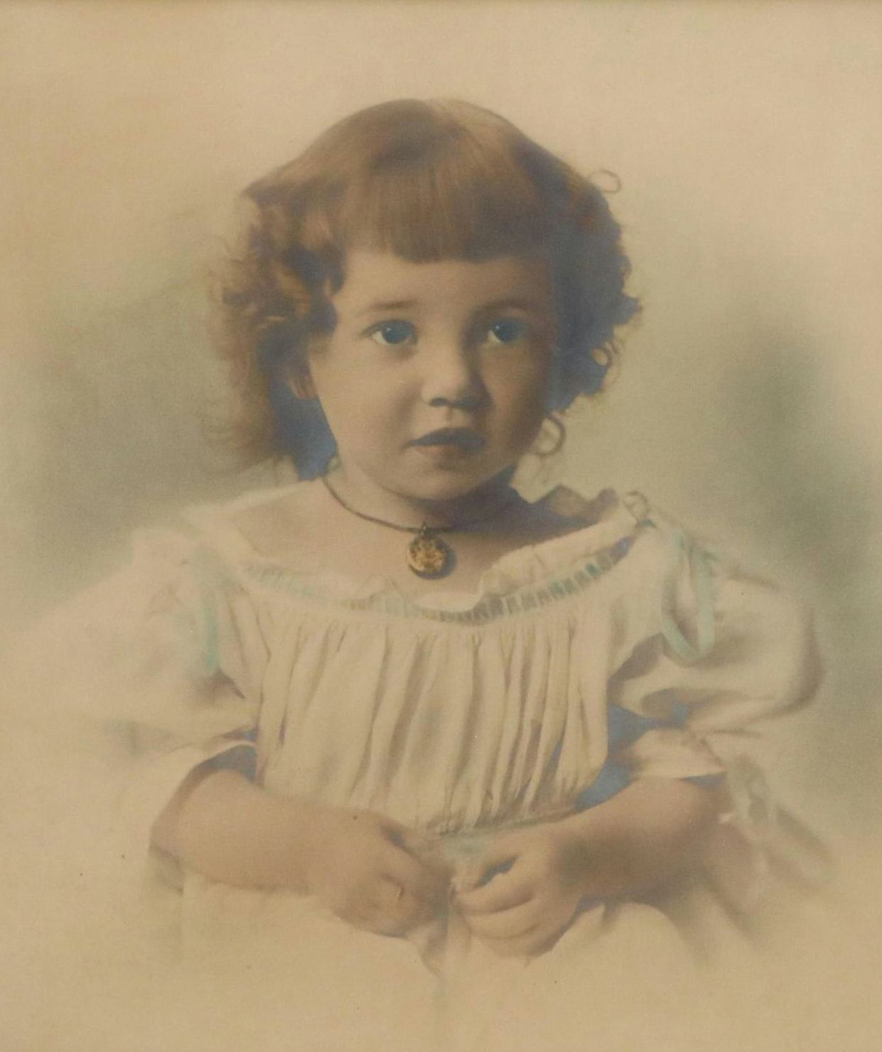 Hand-Colored Silver Gelatin of a Girl in Dress, Early 20th Century