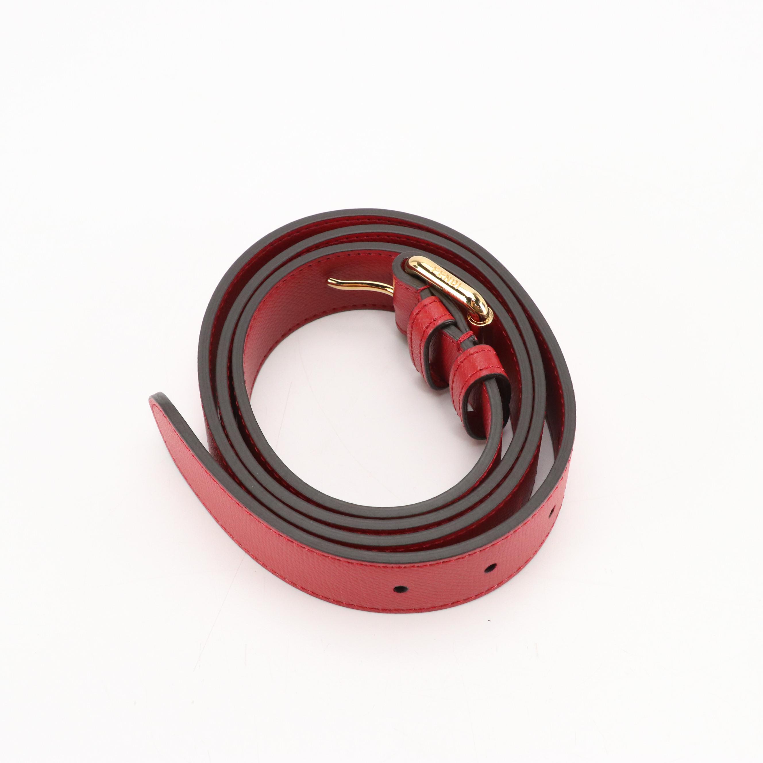 Fendi Cruise F Convertible Belt Bag in Zucca Embossed & Red Leather, With Box