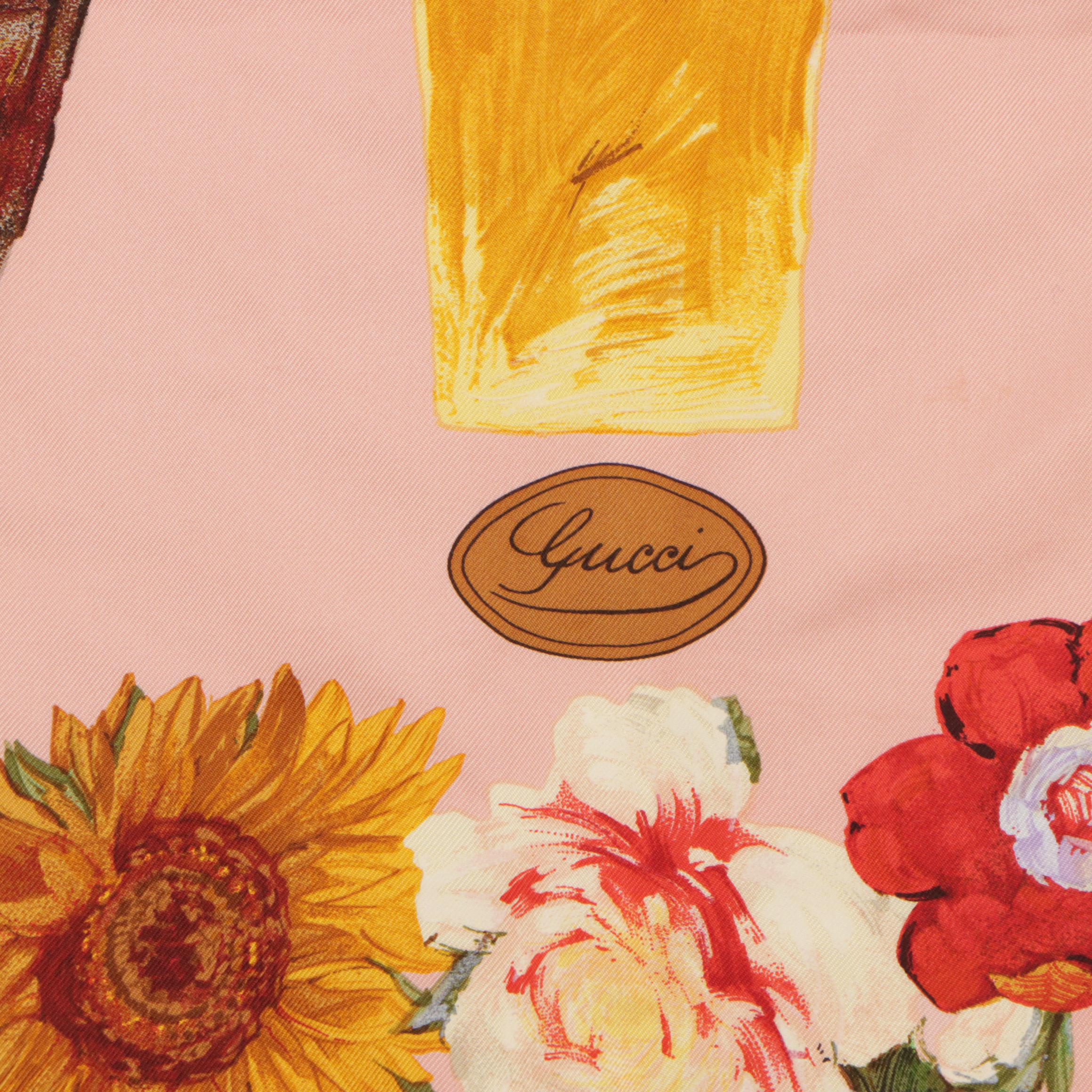 Gucci Flower Pot Scarf 90 in Silk Twill