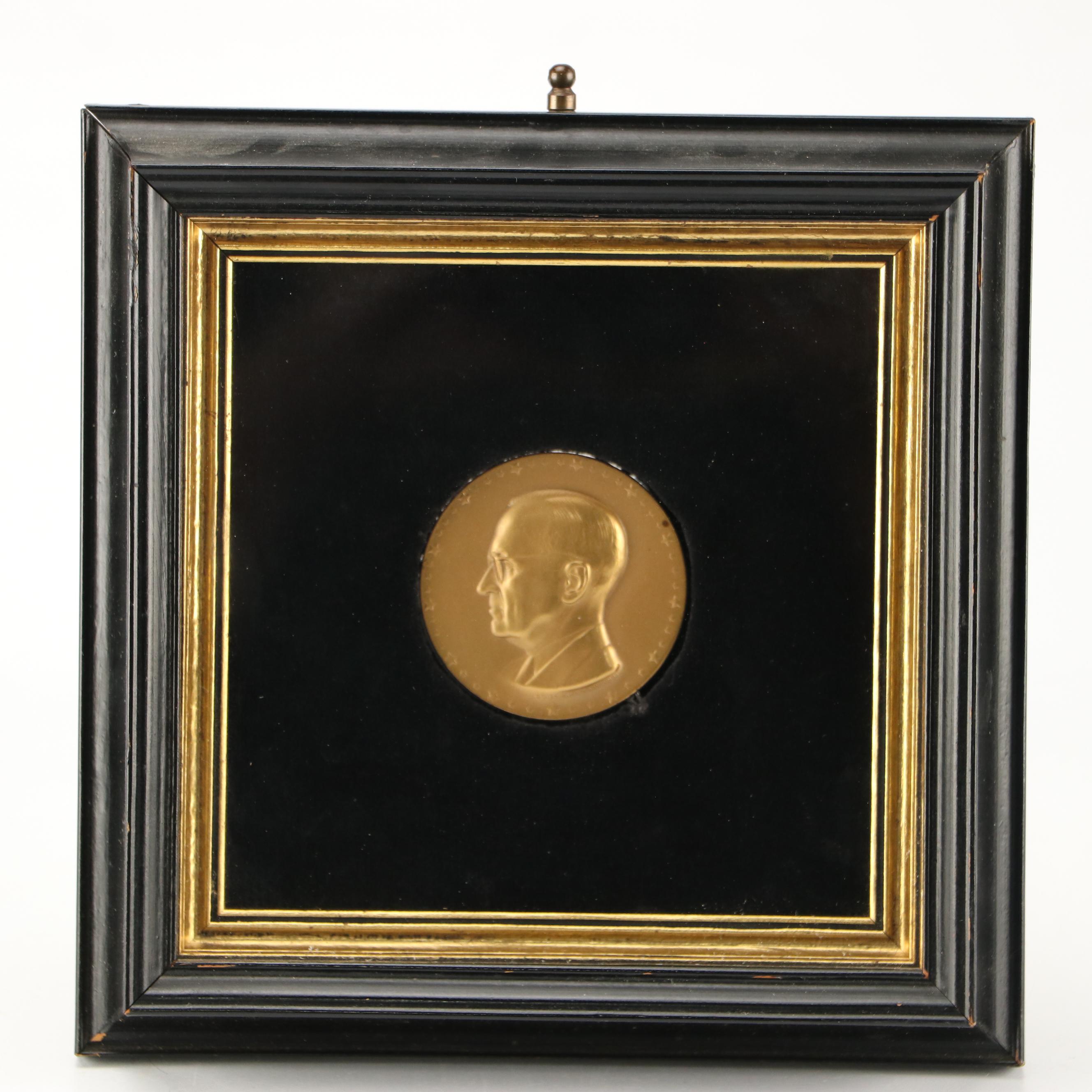 Harry S. Truman Signed Card with Print and Medal, Mid-20th Century