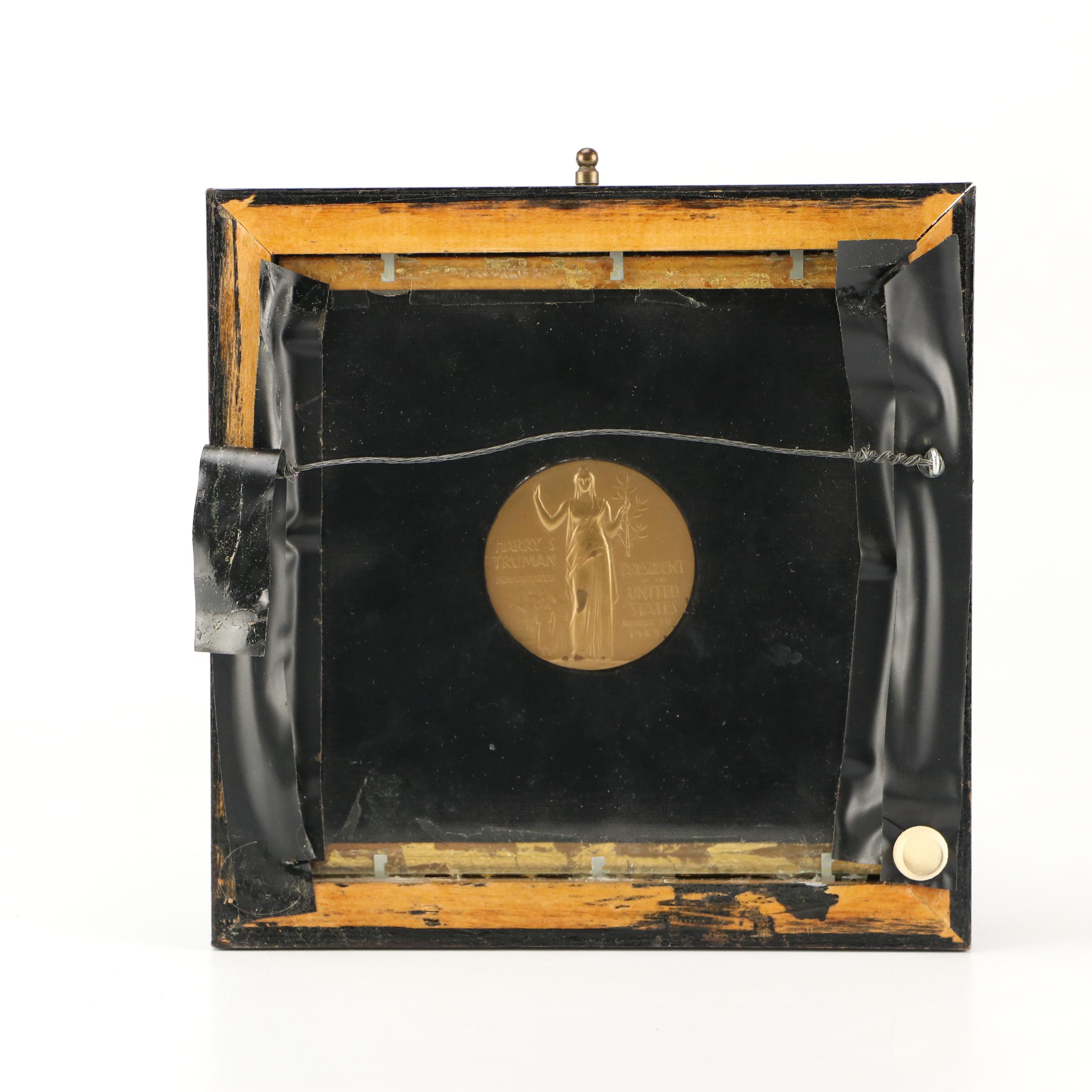 Harry S. Truman Signed Card with Print and Medal, Mid-20th Century