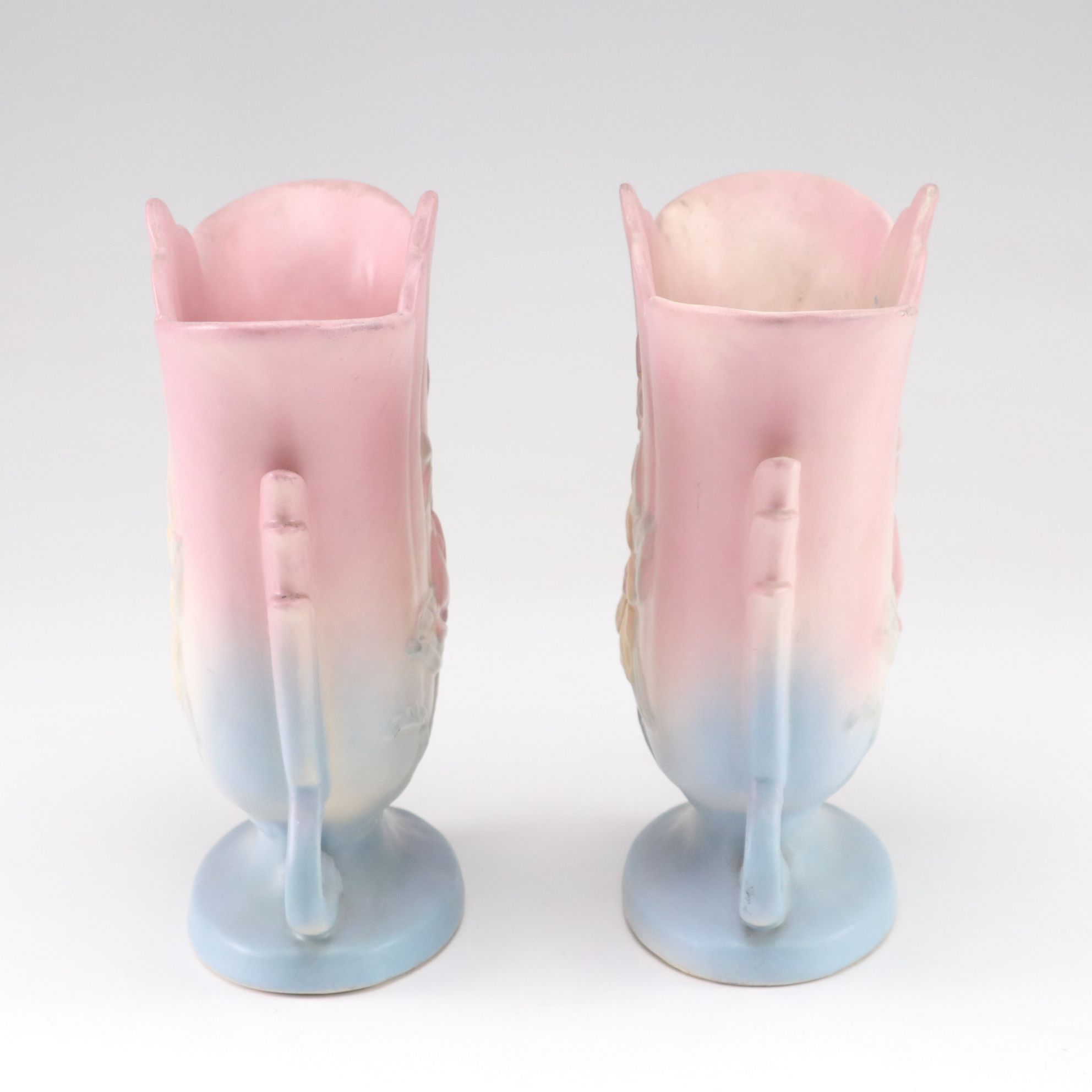 Pair of Hull Pottery "Magnolia" Ceramic Vases, Mid to Late 20th Century