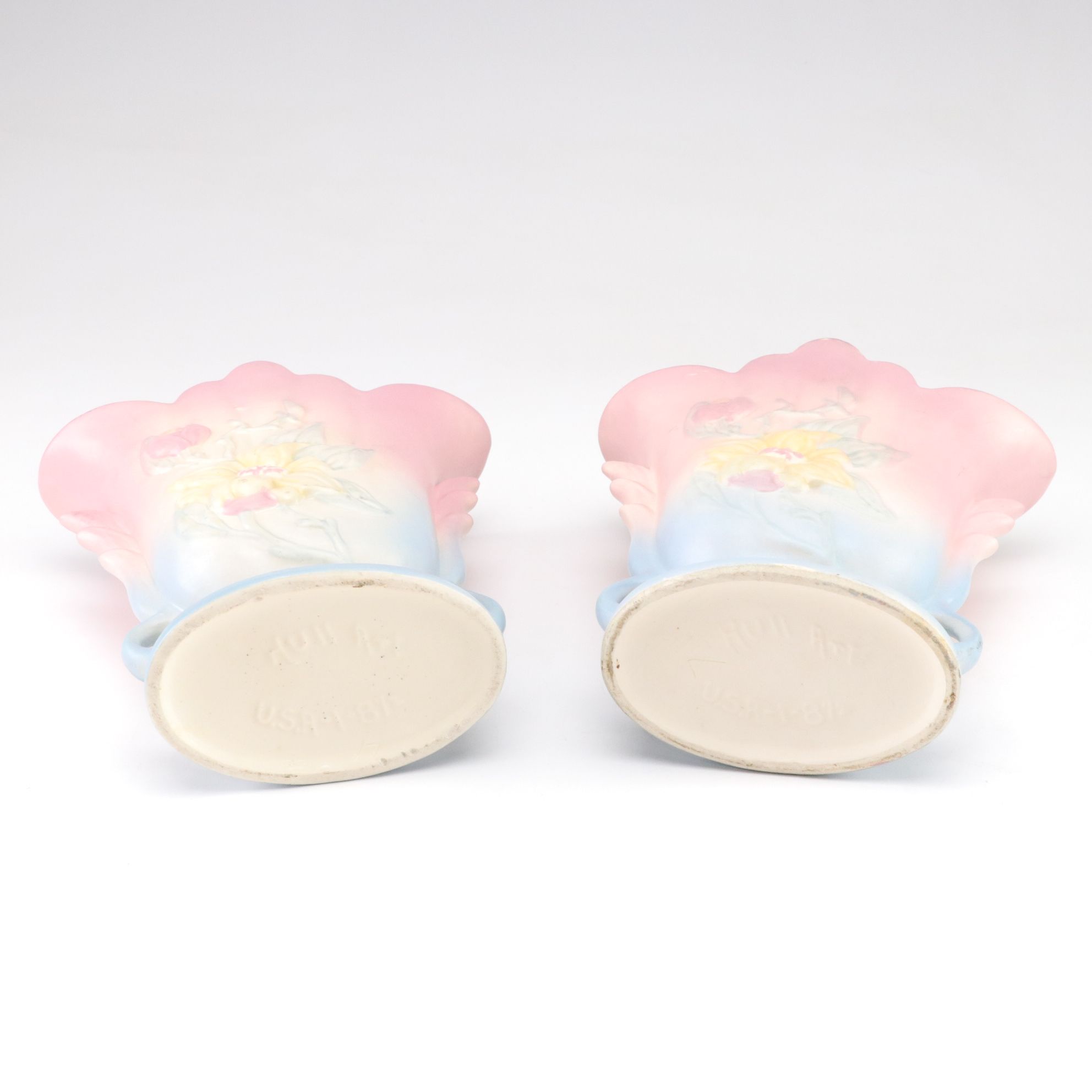 Pair of Hull Pottery "Magnolia" Ceramic Vases, Mid to Late 20th Century