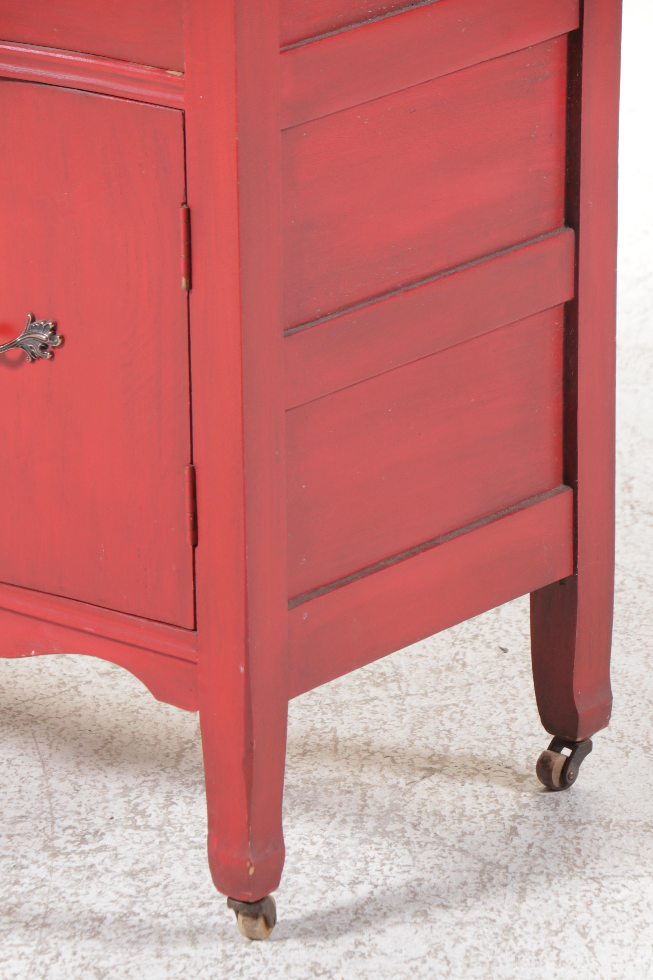 Red-Painted Dresser with Acanthus Leaf Handles