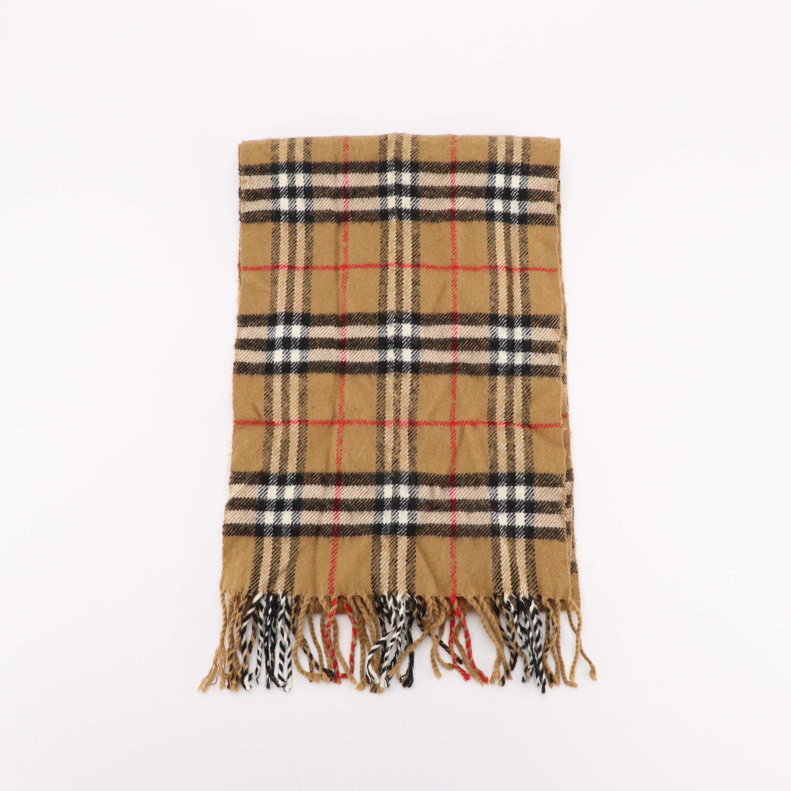 Burberrys Vintage House Check Lambswool Fringe Scarf
