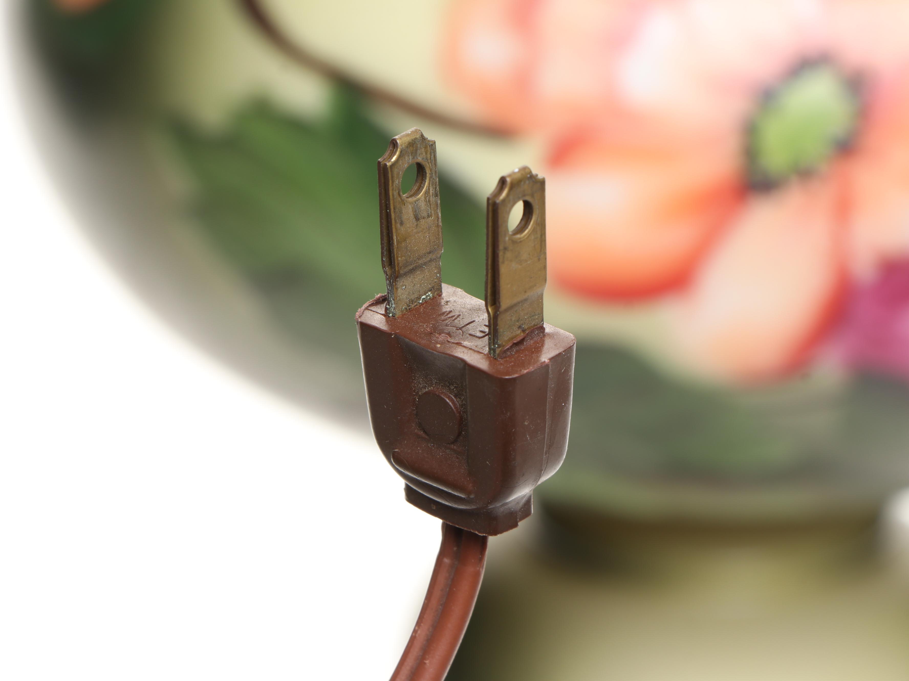 Loevsky & Loevsky Spelter and Hand-Painted Milk Glass Parlor Lamp, Mid-20th C.