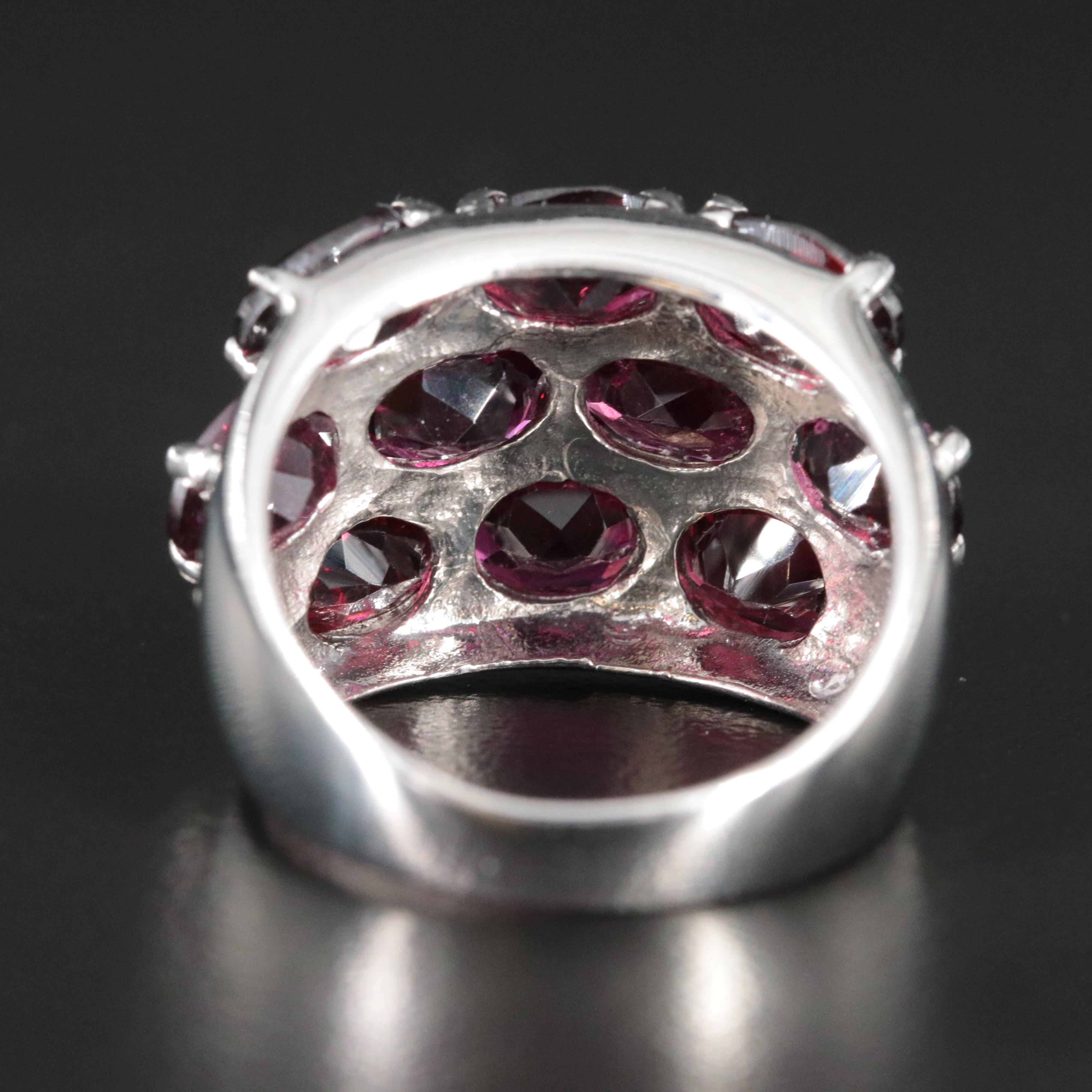 Sterling Garnet Cluster Ring