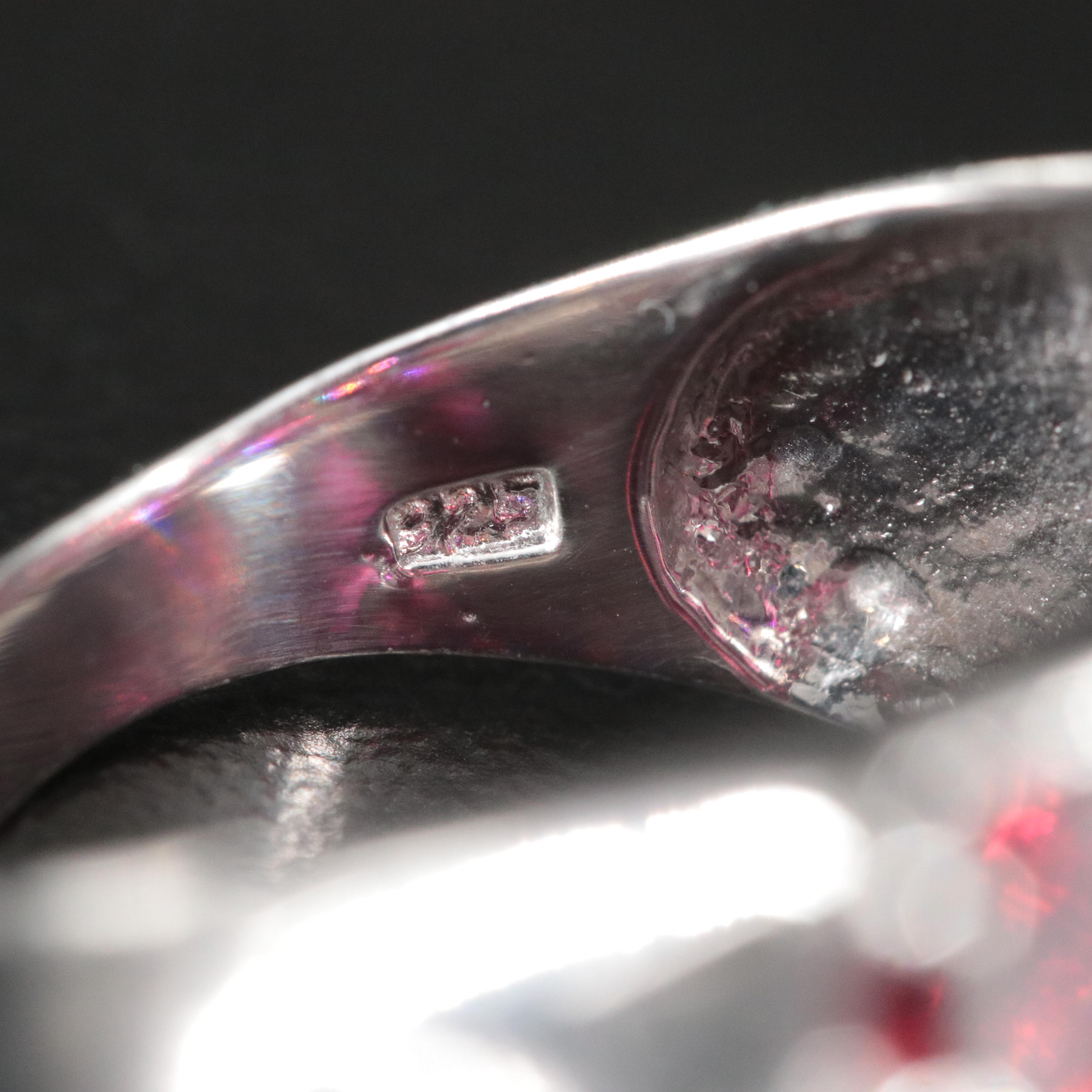 Sterling Garnet Cluster Ring