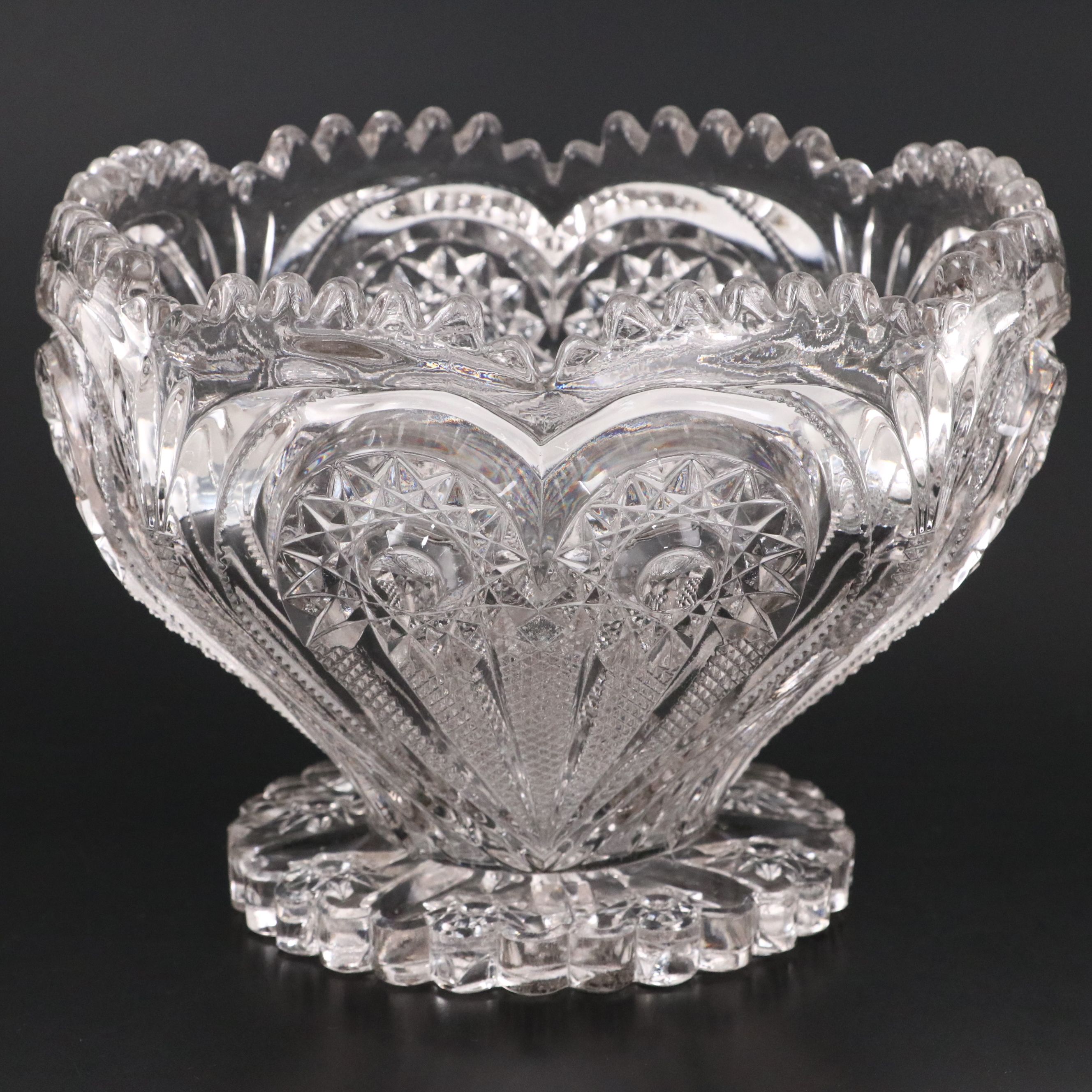 Imperial Glass Footed Centerpiece Bowl with Other Crystal Cut Centerpiece Bowls