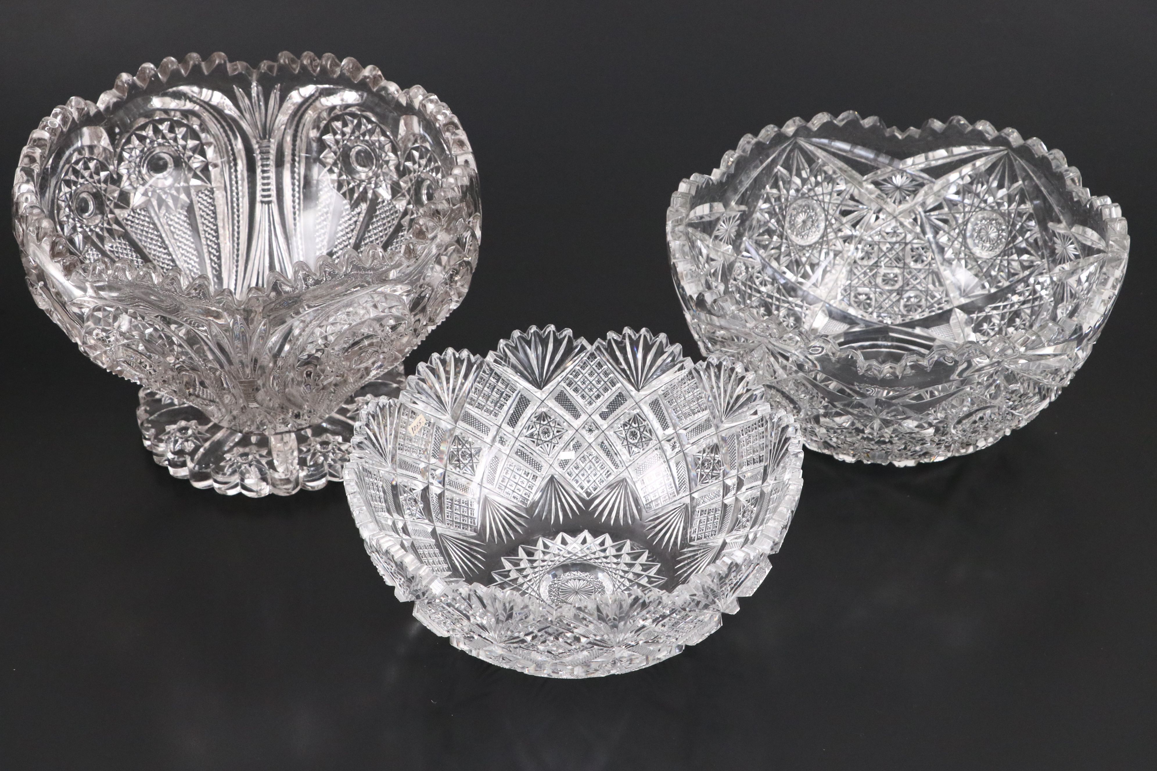 Imperial Glass Footed Centerpiece Bowl with Other Crystal Cut Centerpiece Bowls
