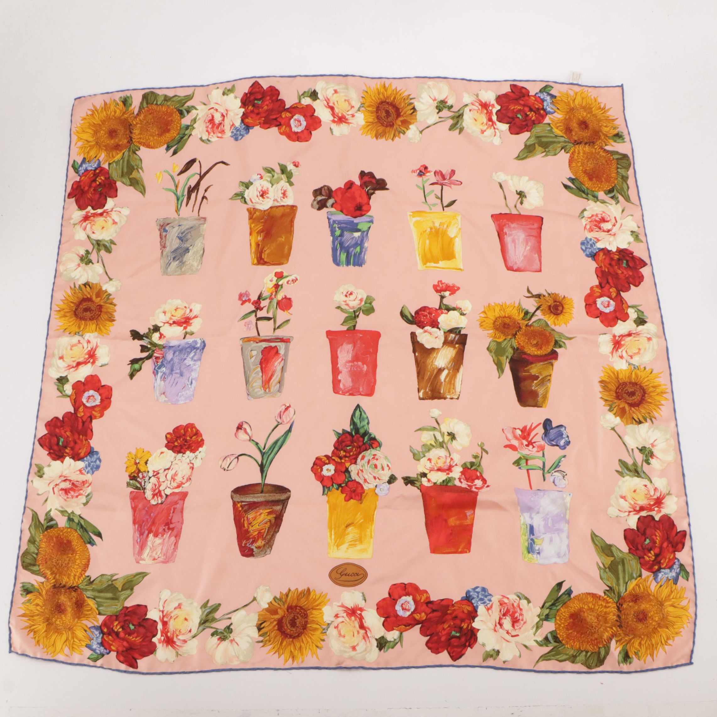 Gucci Flower Pot Scarf 90 in Silk Twill