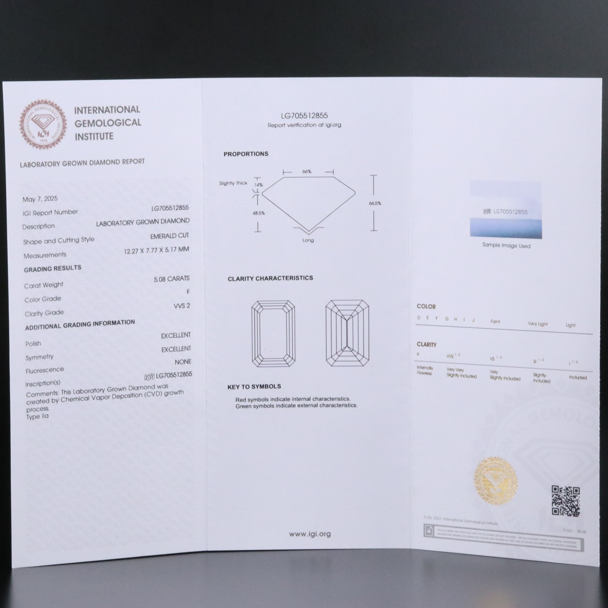 Loose 5.08 CT Lab Grown Diamond