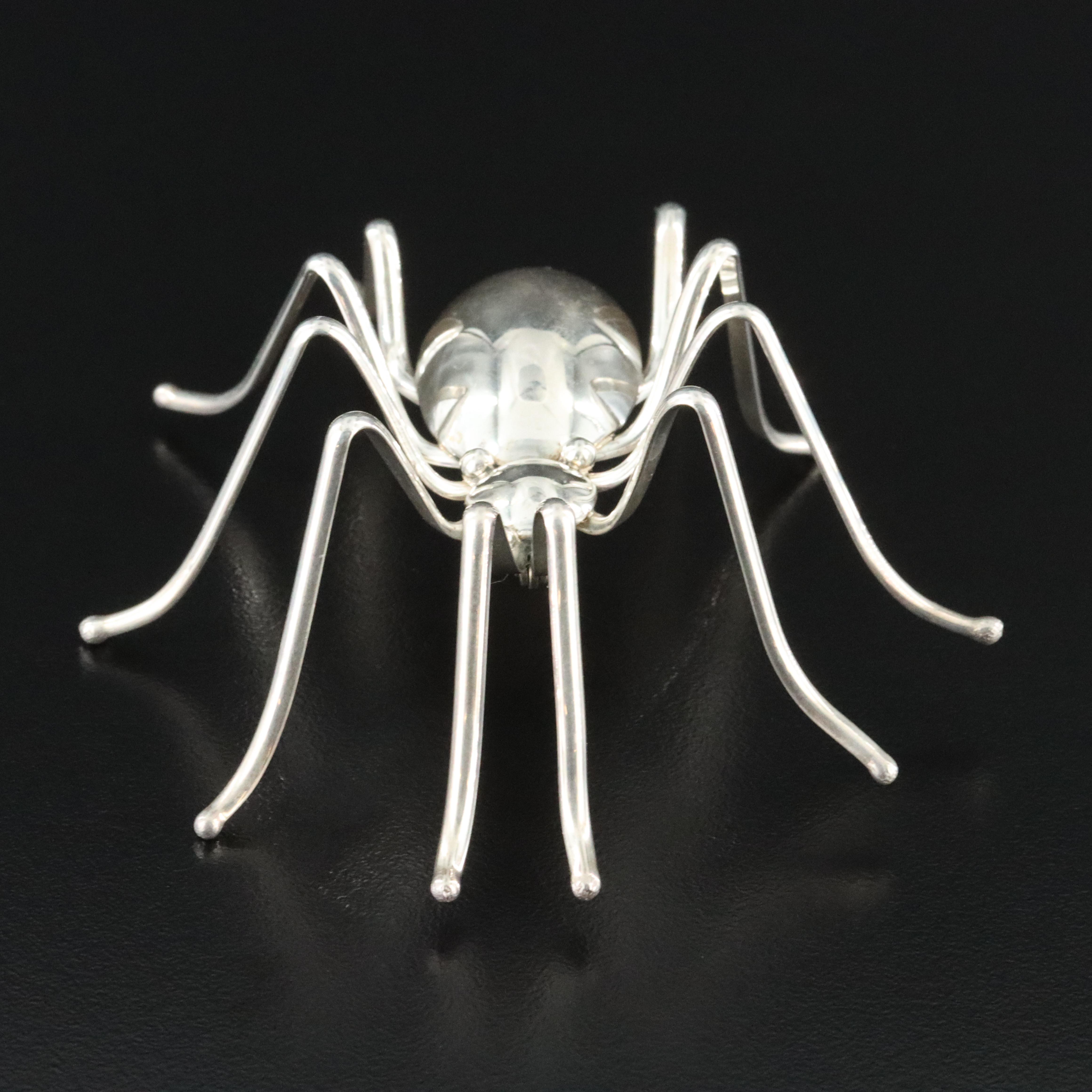 Esther Spencer Navajo Diné Sterling Spider Brooch