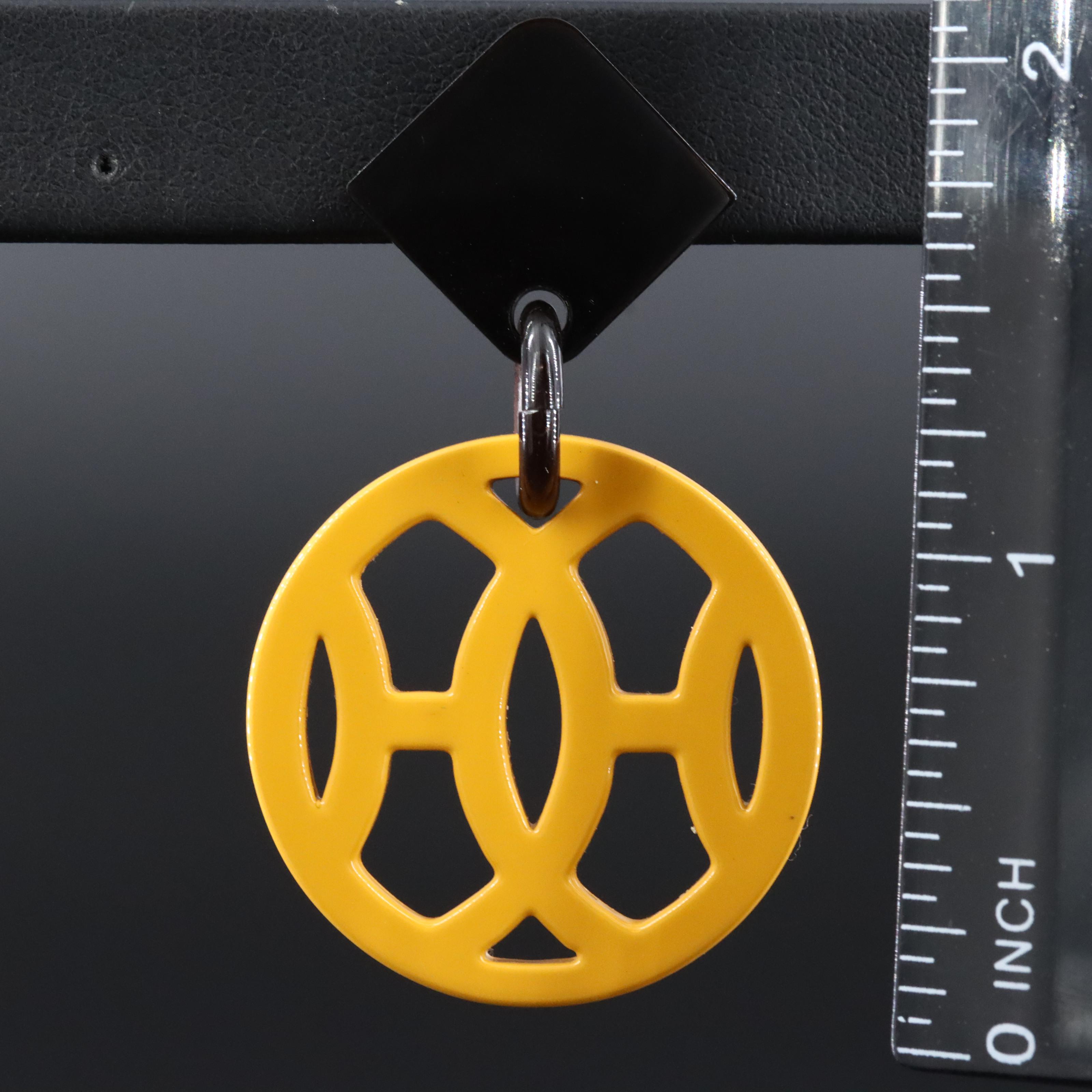 Hermès Double H Black and Yellow Drop Earrings