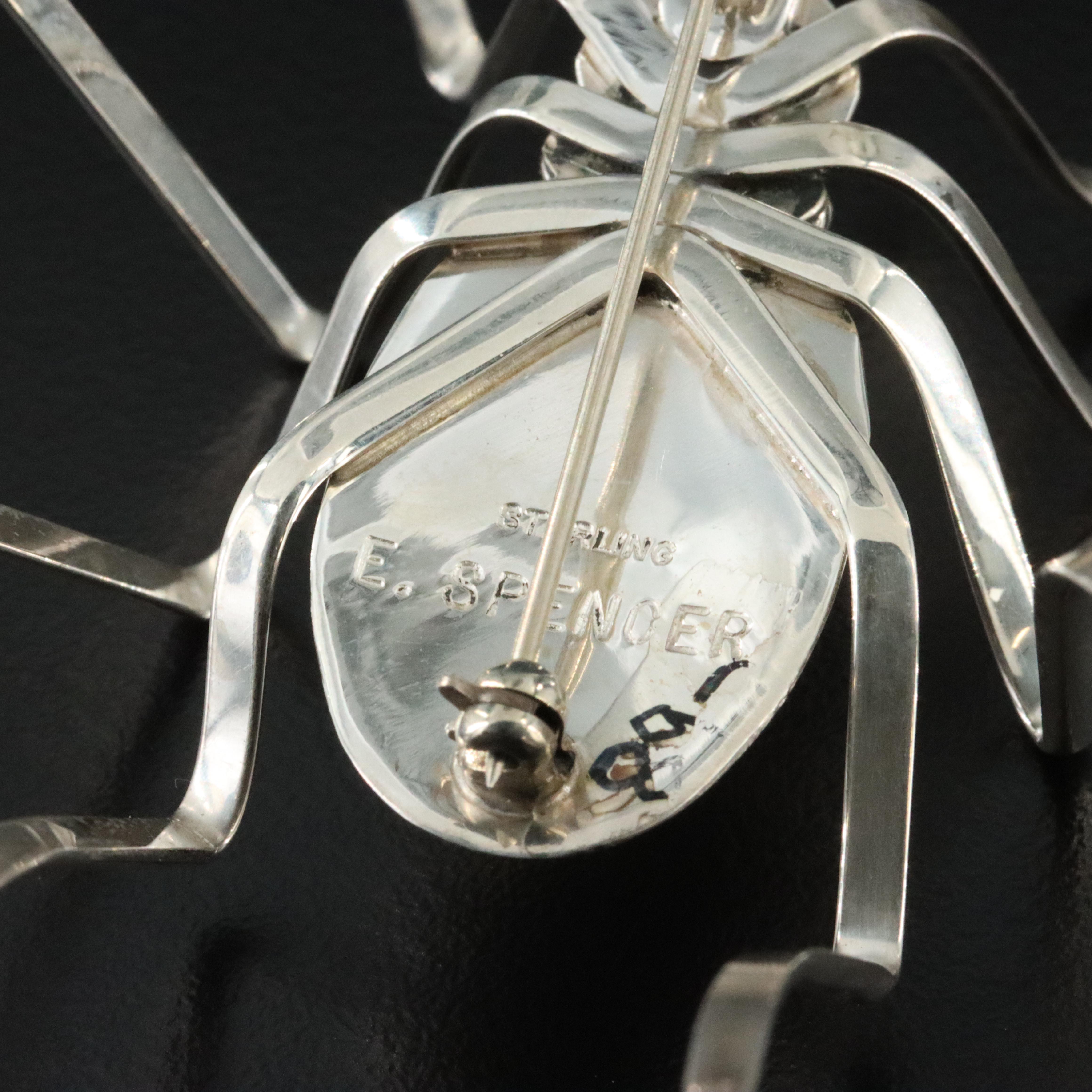Esther Spencer Navajo Diné Sterling Spider Brooch