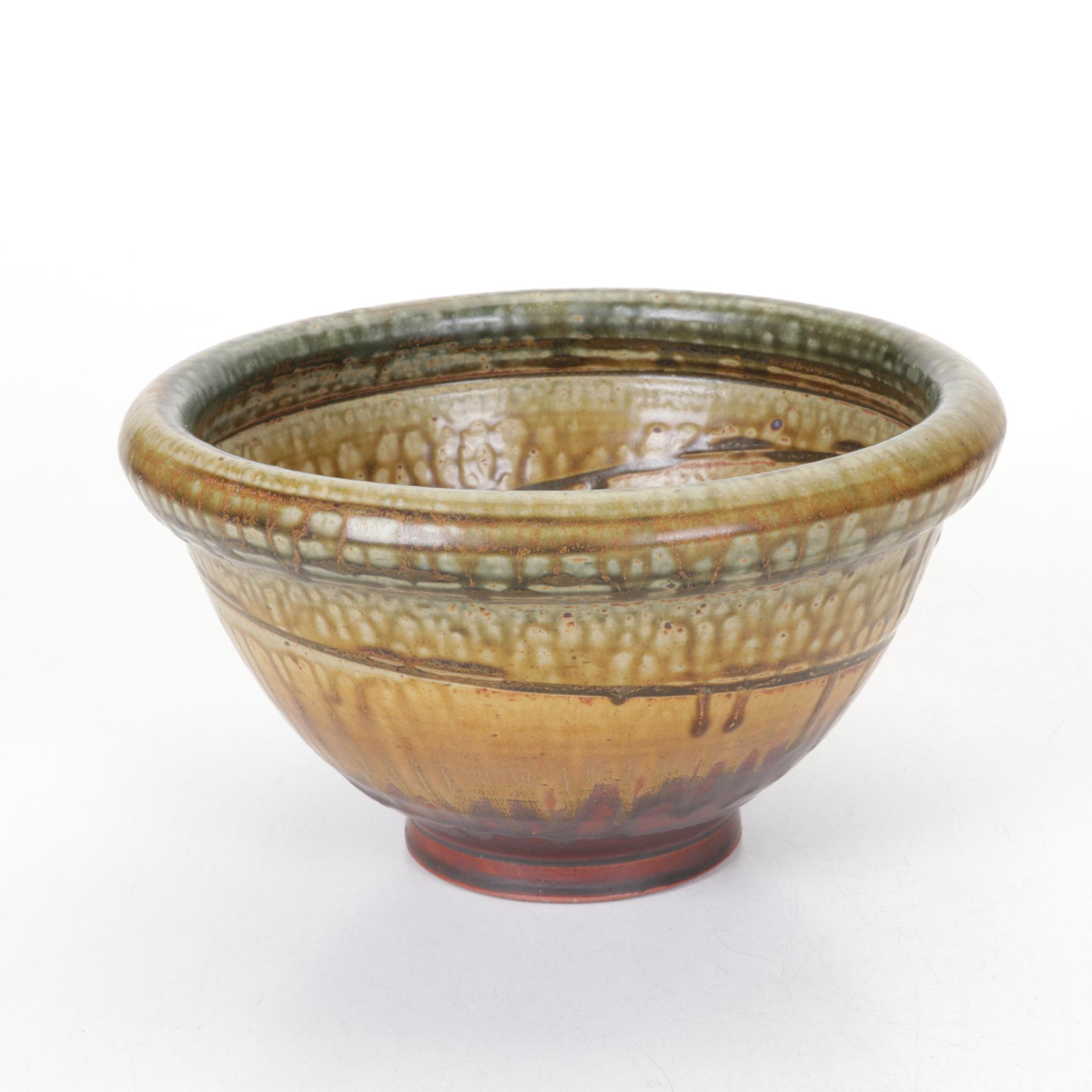 Wheel Thrown Stoneware Pottery Bowl with Raku Fired Vase