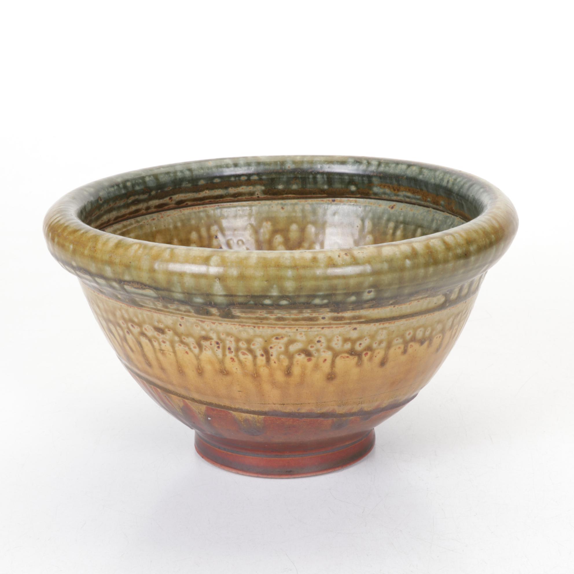 Wheel Thrown Stoneware Pottery Bowl with Raku Fired Vase