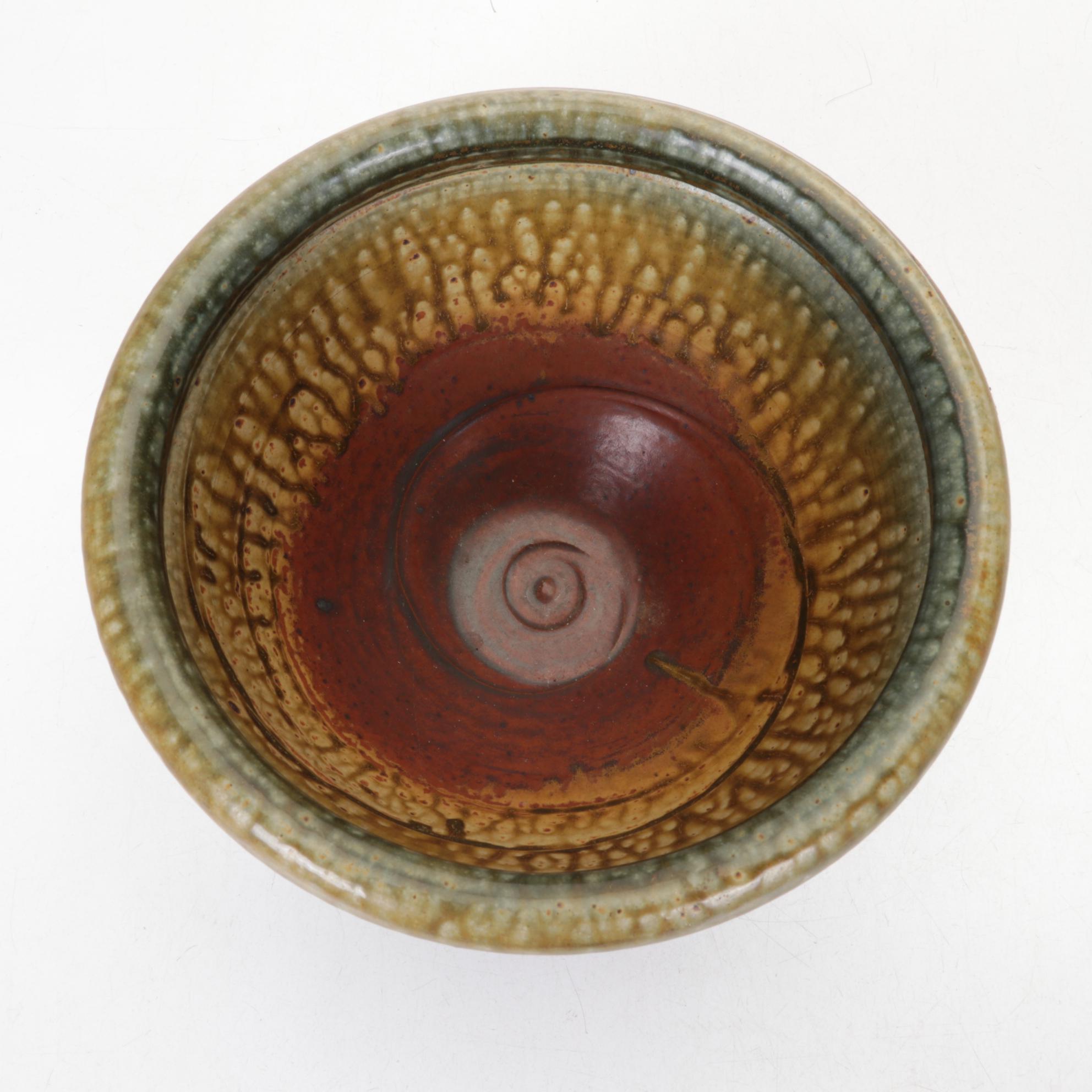 Wheel Thrown Stoneware Pottery Bowl with Raku Fired Vase