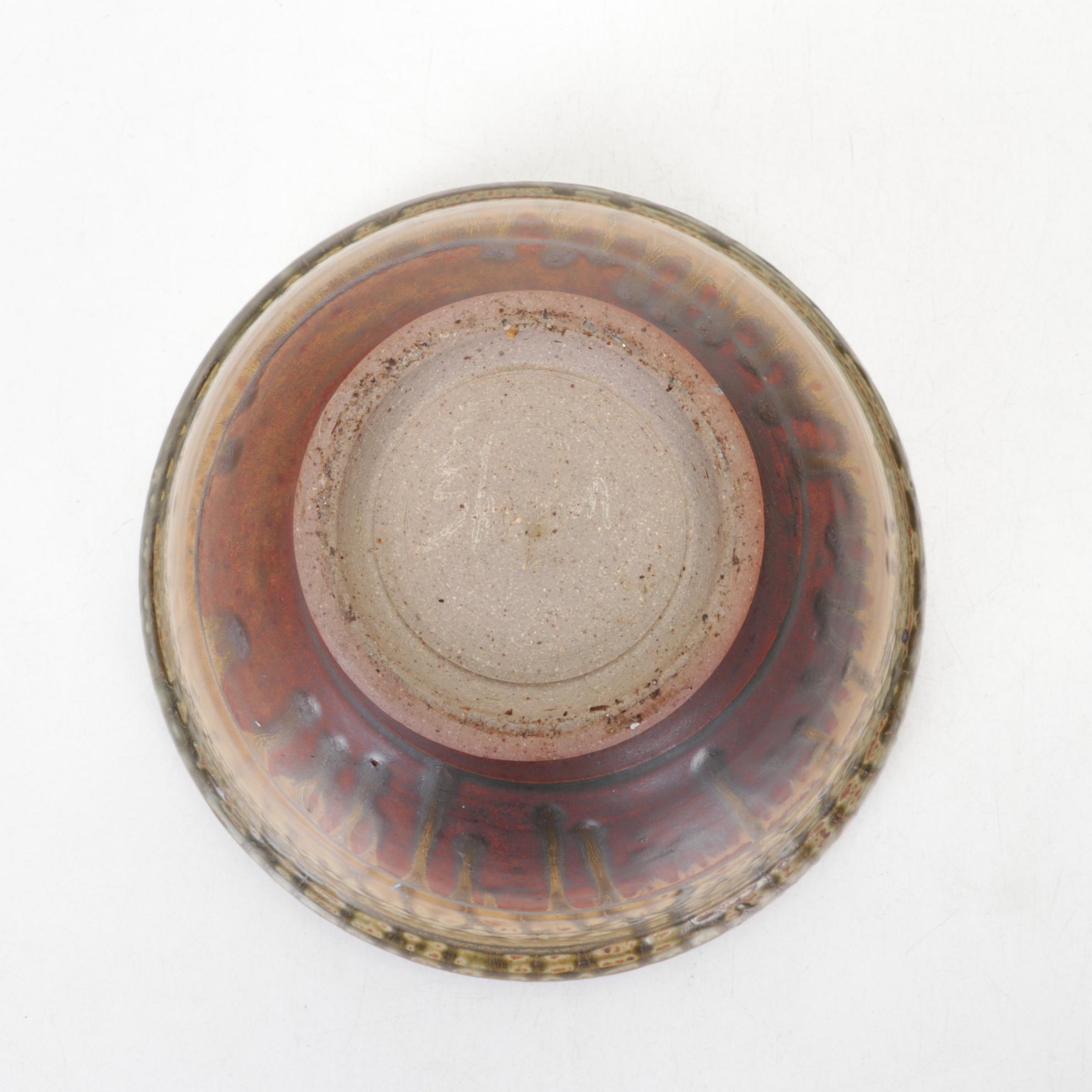 Wheel Thrown Stoneware Pottery Bowl with Raku Fired Vase