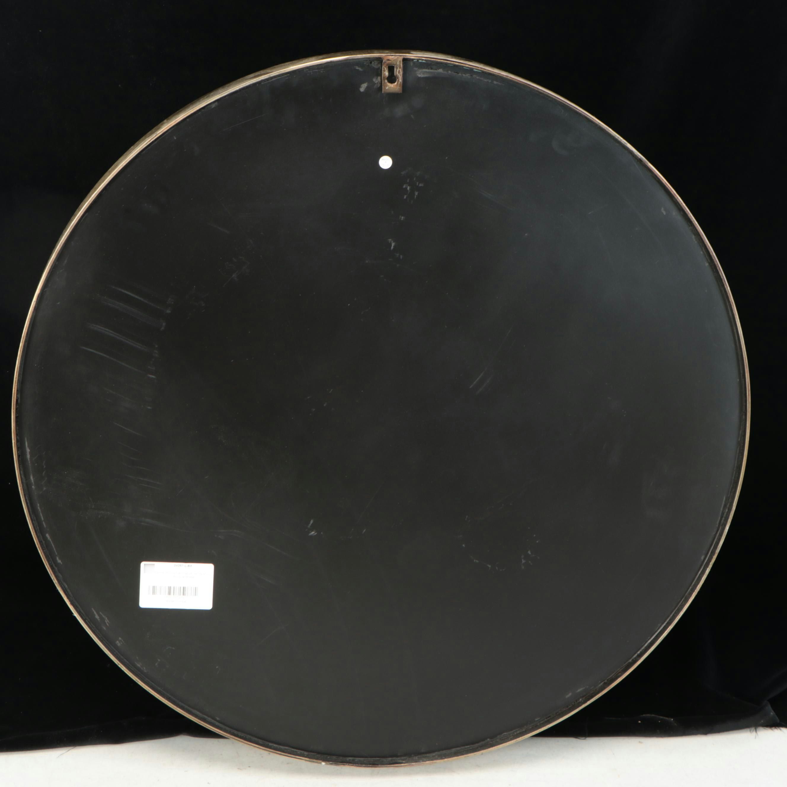 Contemporary Hammered Brass Framed Round Vanity Mirror