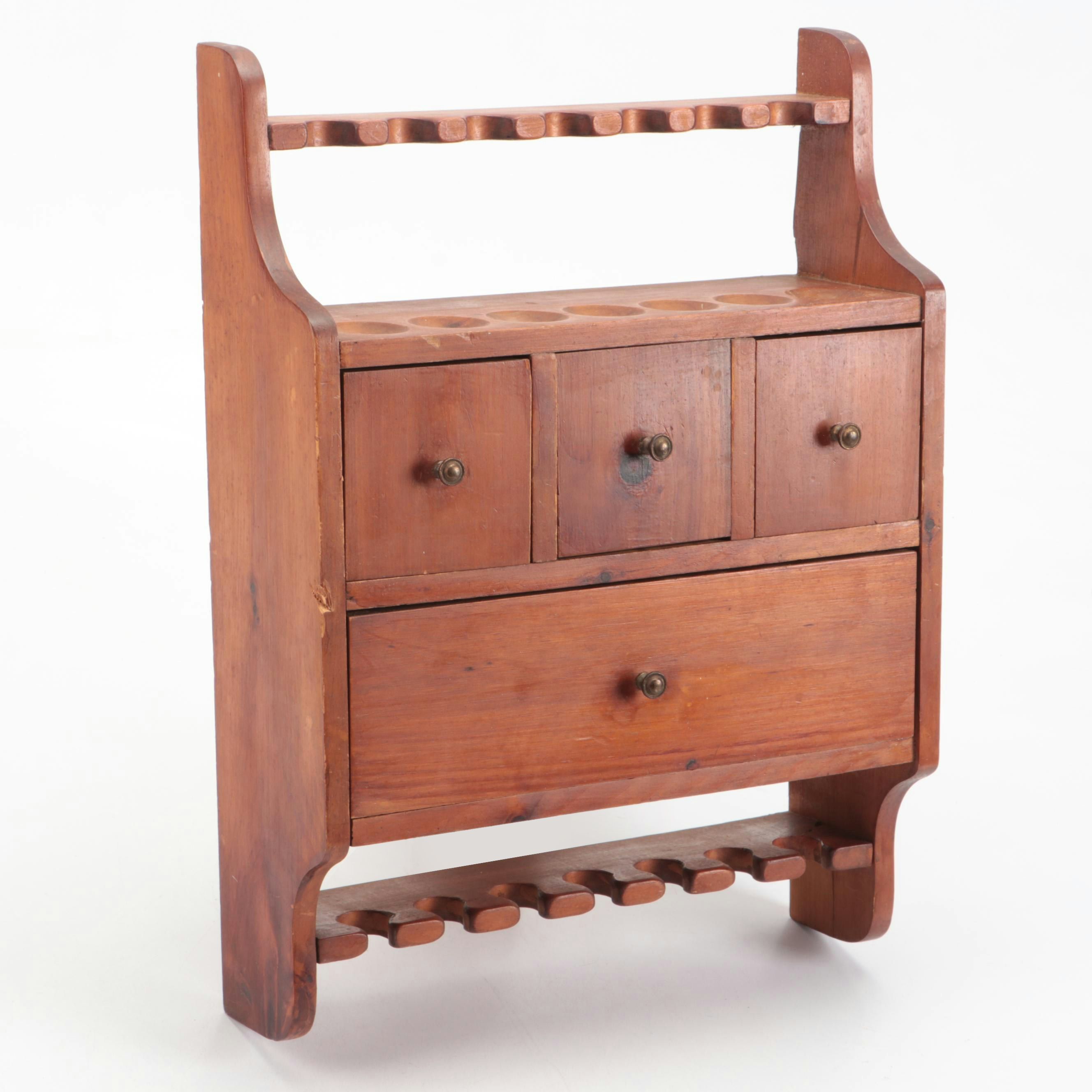 Wood Pipe Rack and Tobacco Storage Wall Cabinet