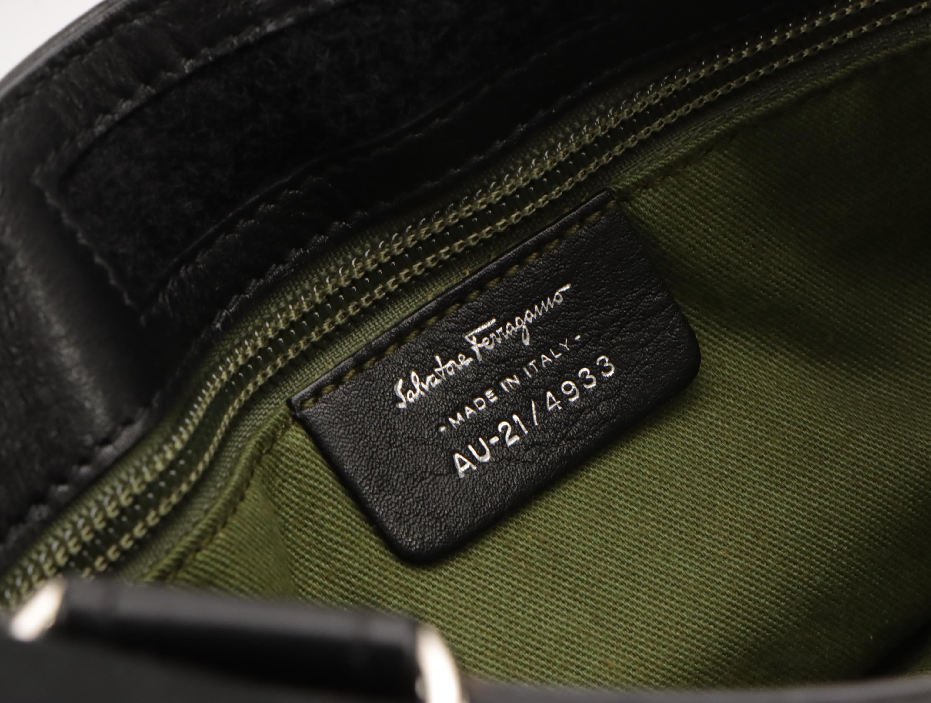 Salvatore Ferragamo Flat Crossbody Bag in Gancini Embossed Leather