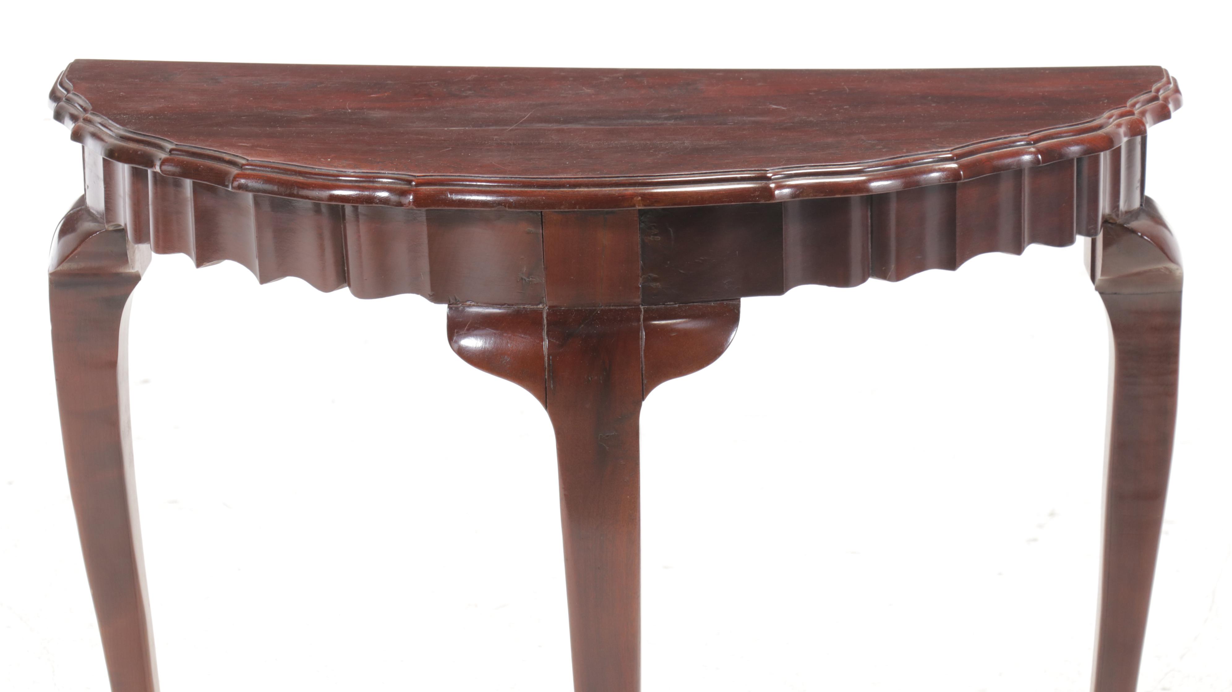 Georgian Style Mahogany Ball-and-Claw Demilune Table