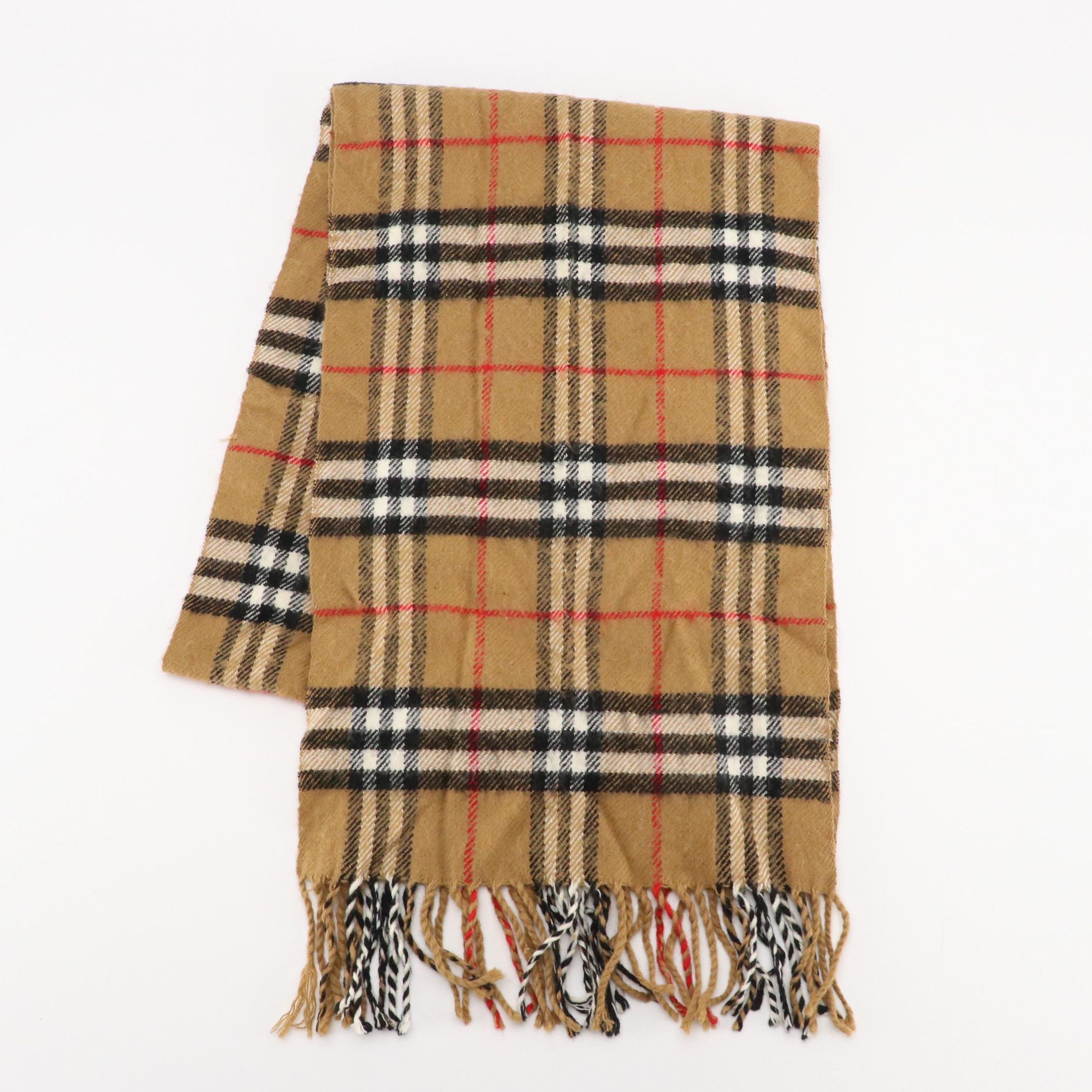 Burberrys Vintage House Check Lambswool Fringe Scarf