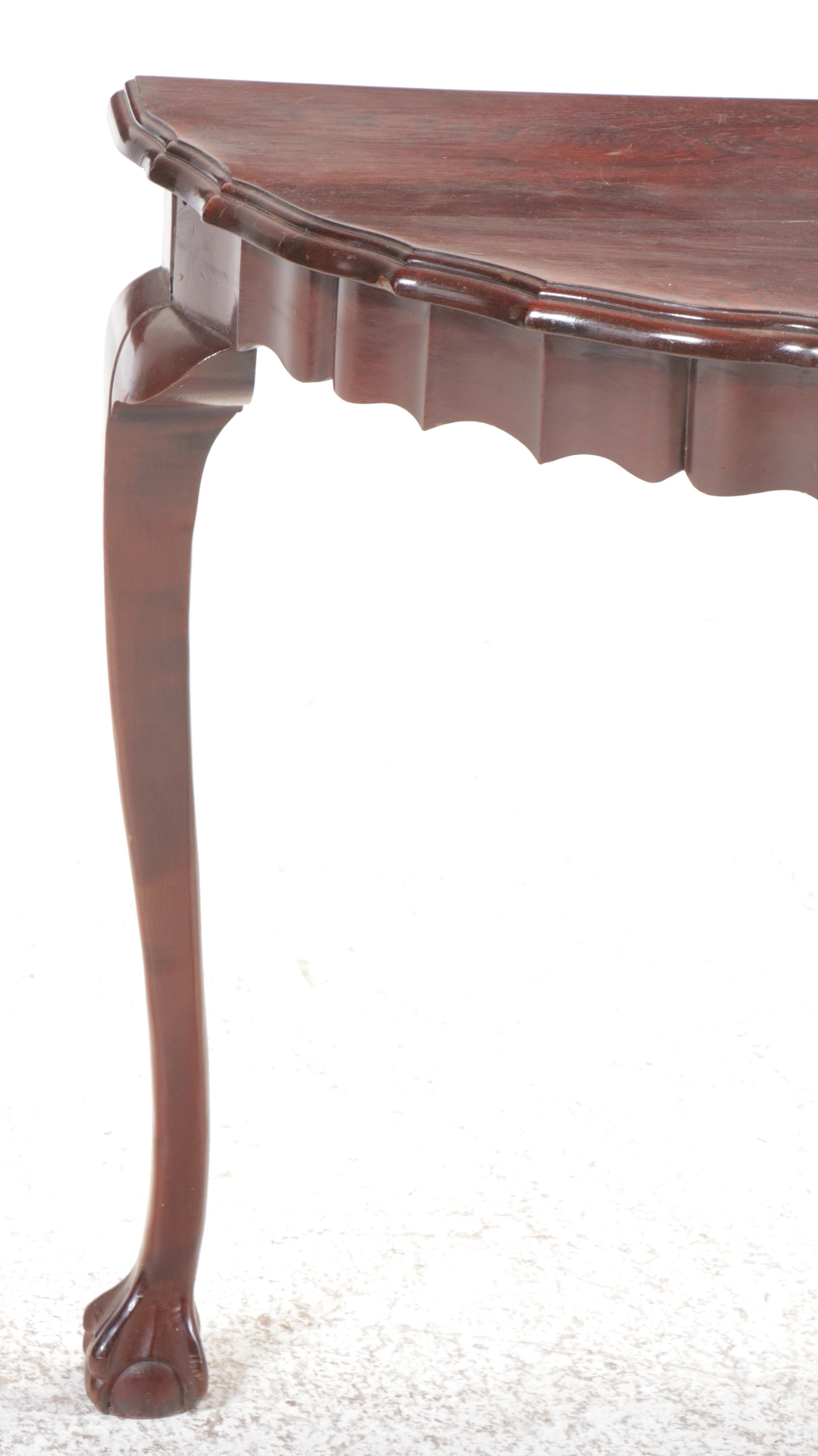 Georgian Style Mahogany Ball-and-Claw Demilune Table