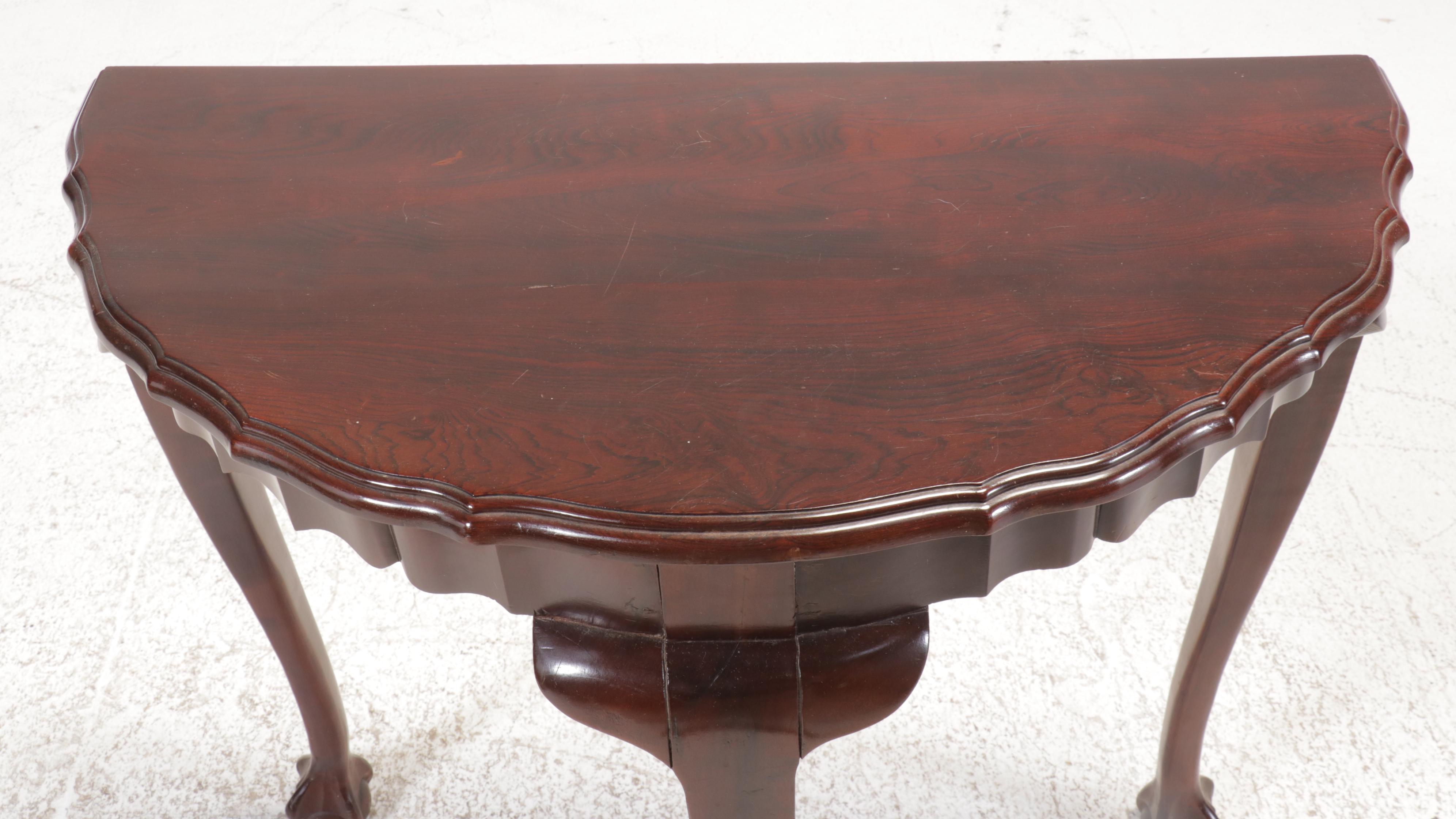 Georgian Style Mahogany Ball-and-Claw Demilune Table