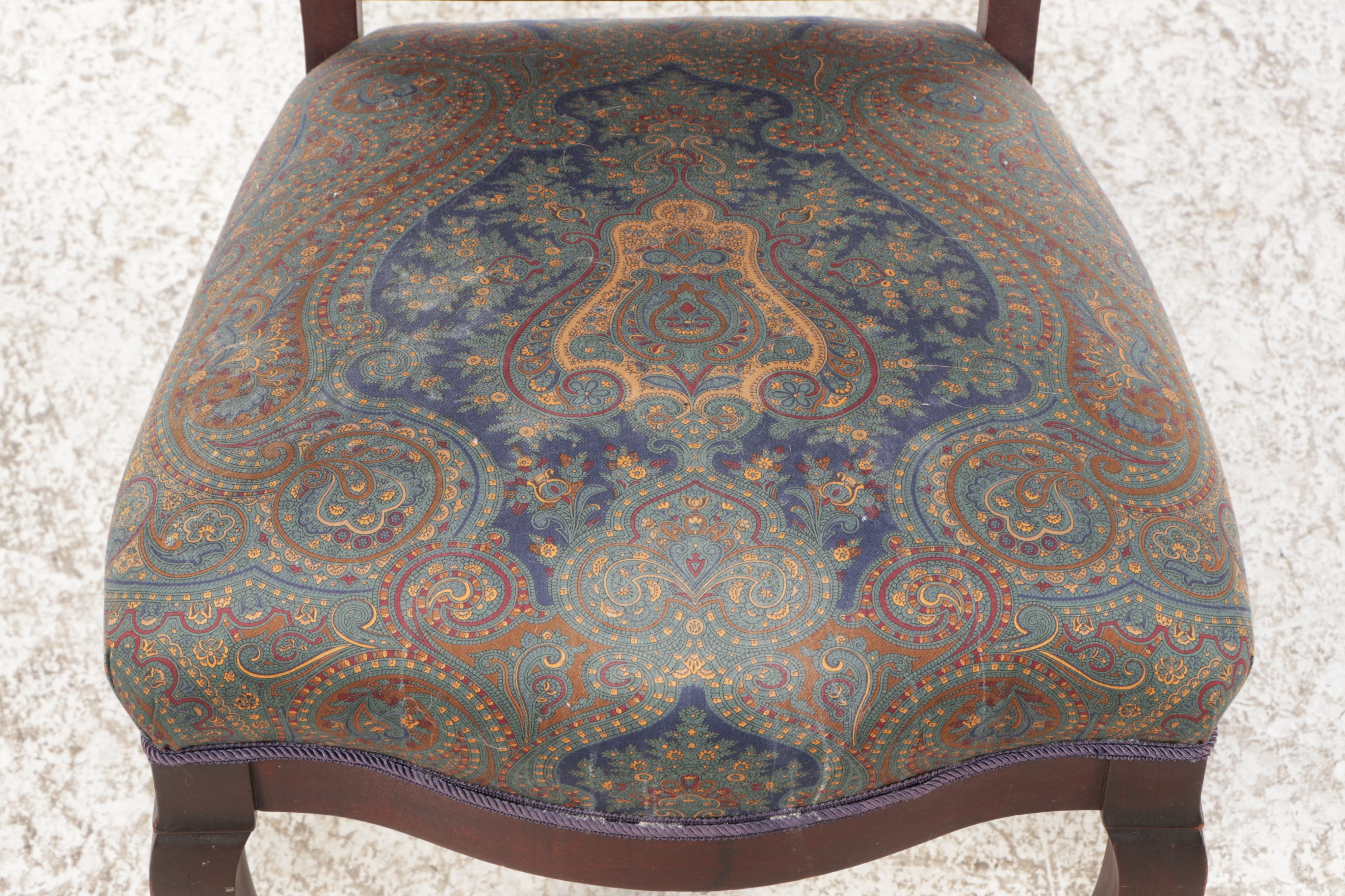 Victorian Carved-Back and Paisley Upholstered Parlor Chair