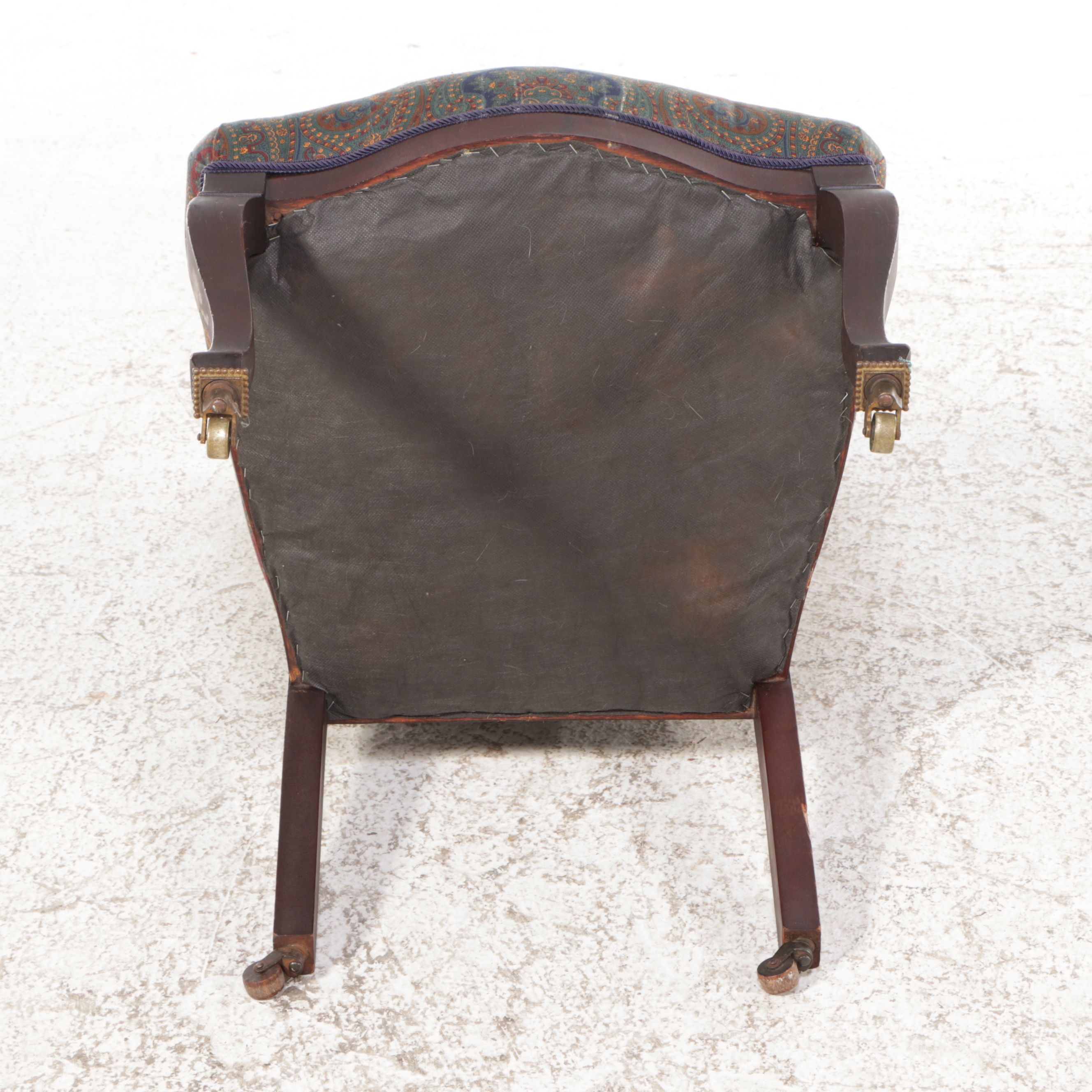 Victorian Carved-Back and Paisley Upholstered Parlor Chair