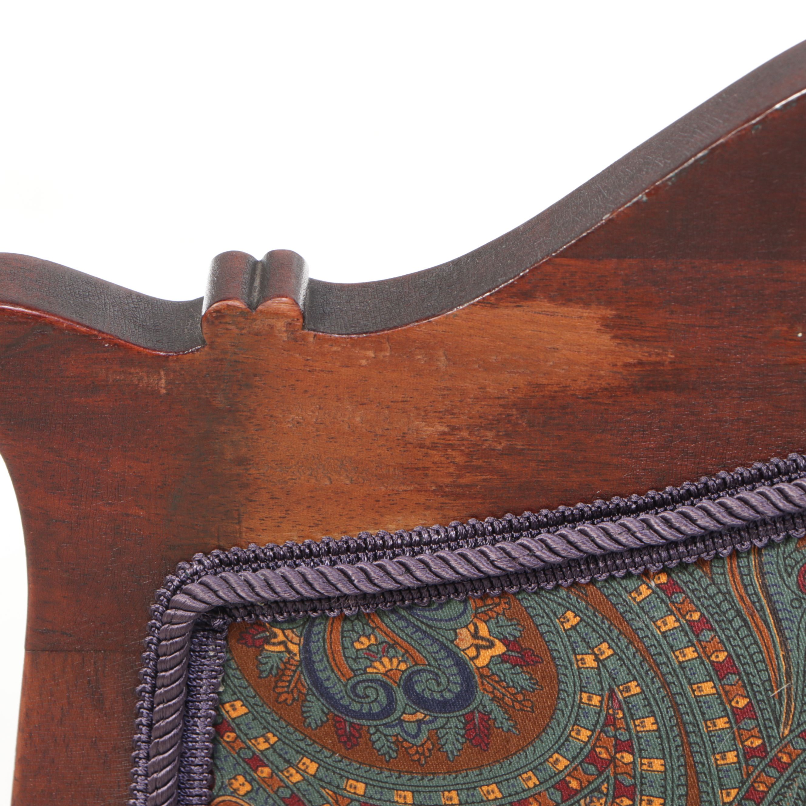 Victorian Carved-Back and Paisley Upholstered Parlor Chair