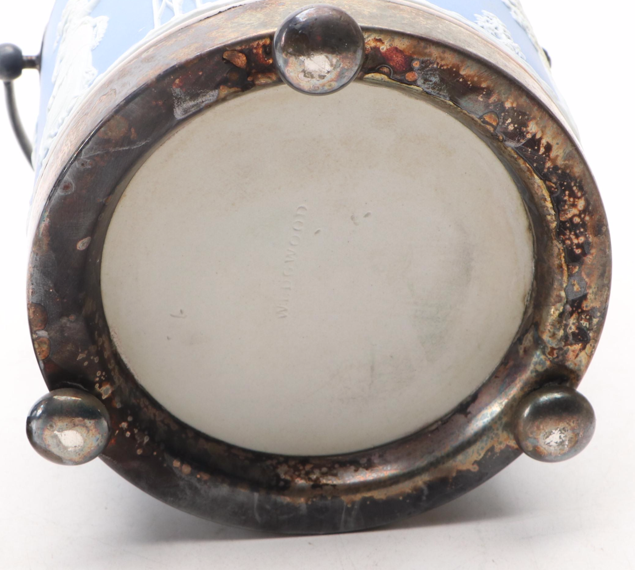 Wedgwood Jasperware and Silver Plate Biscuit Barrel with Other Tableware